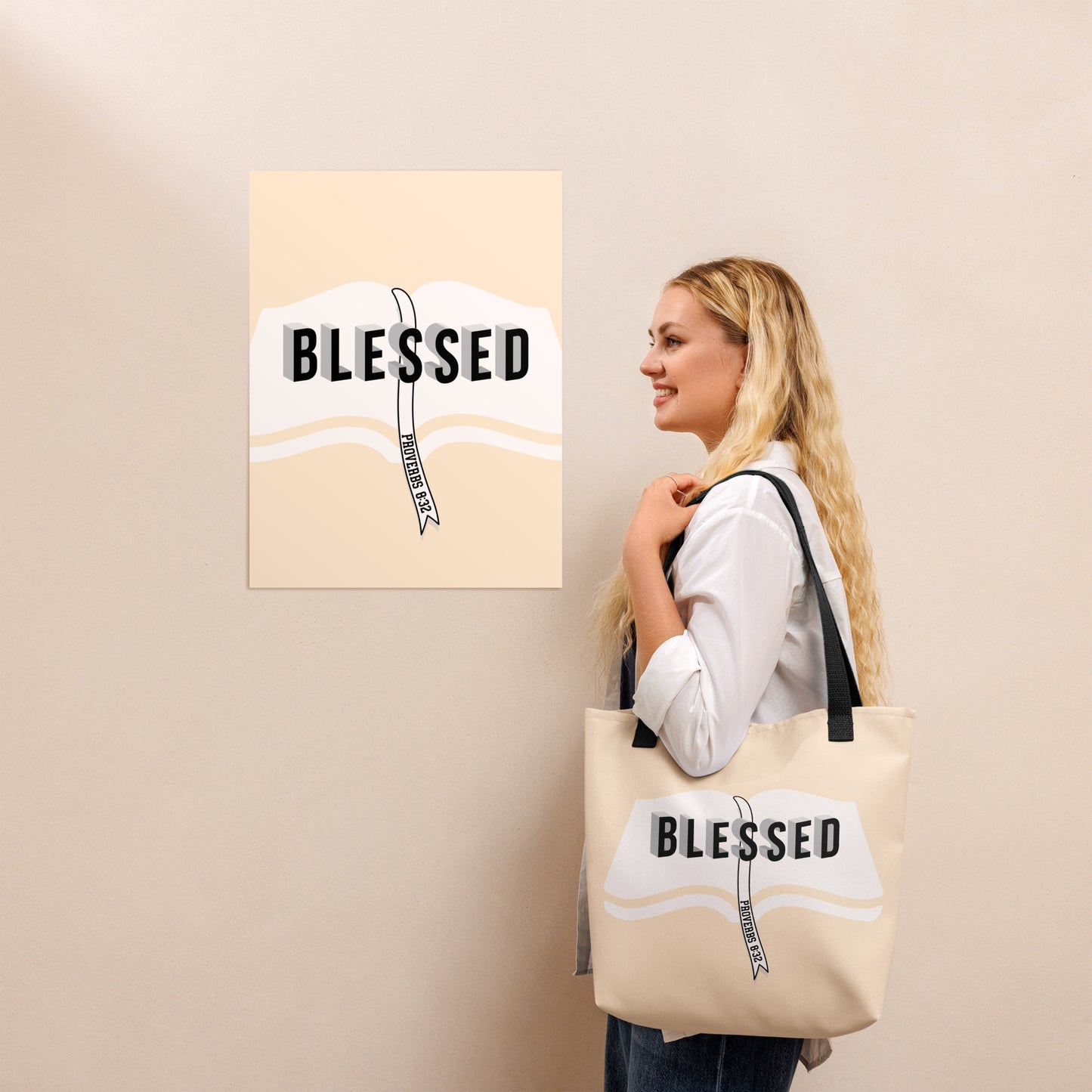 Christian tote bag with durable cotton handles and spacious design