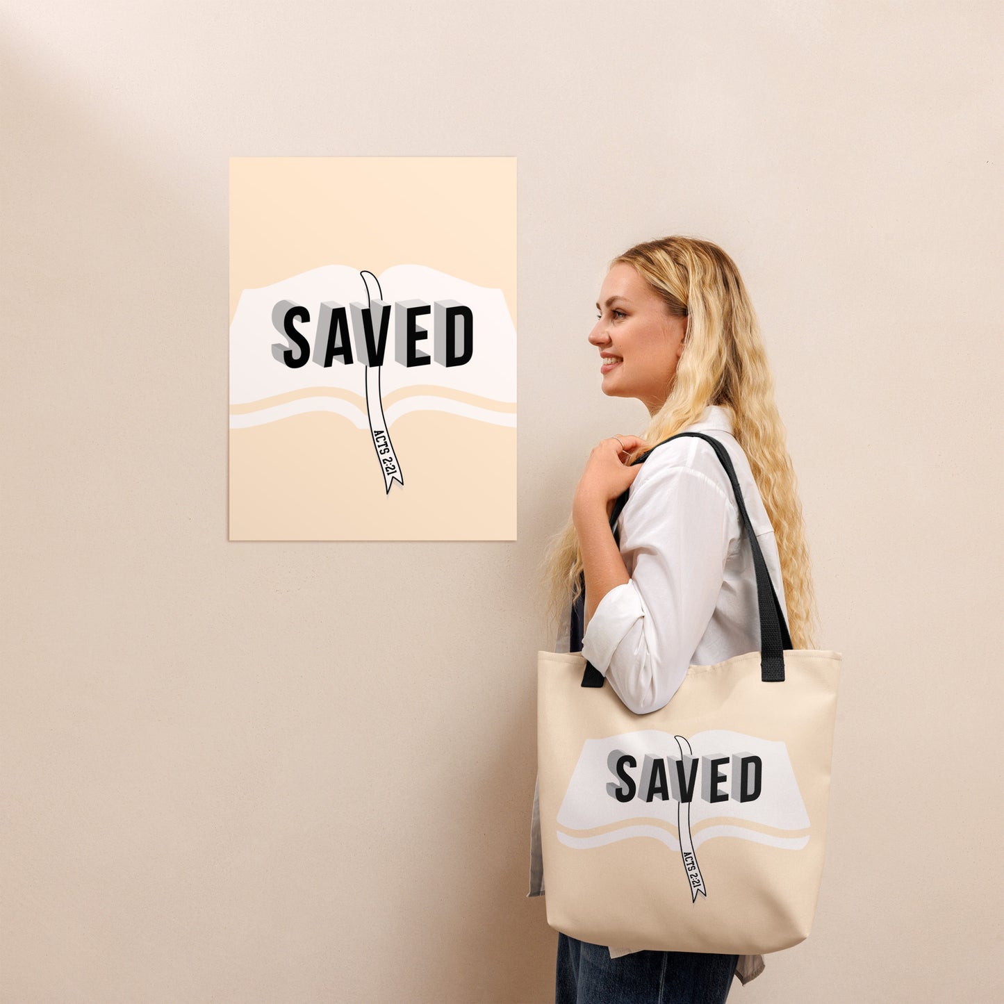 Christian tote bag with durable cotton handles and spacious design