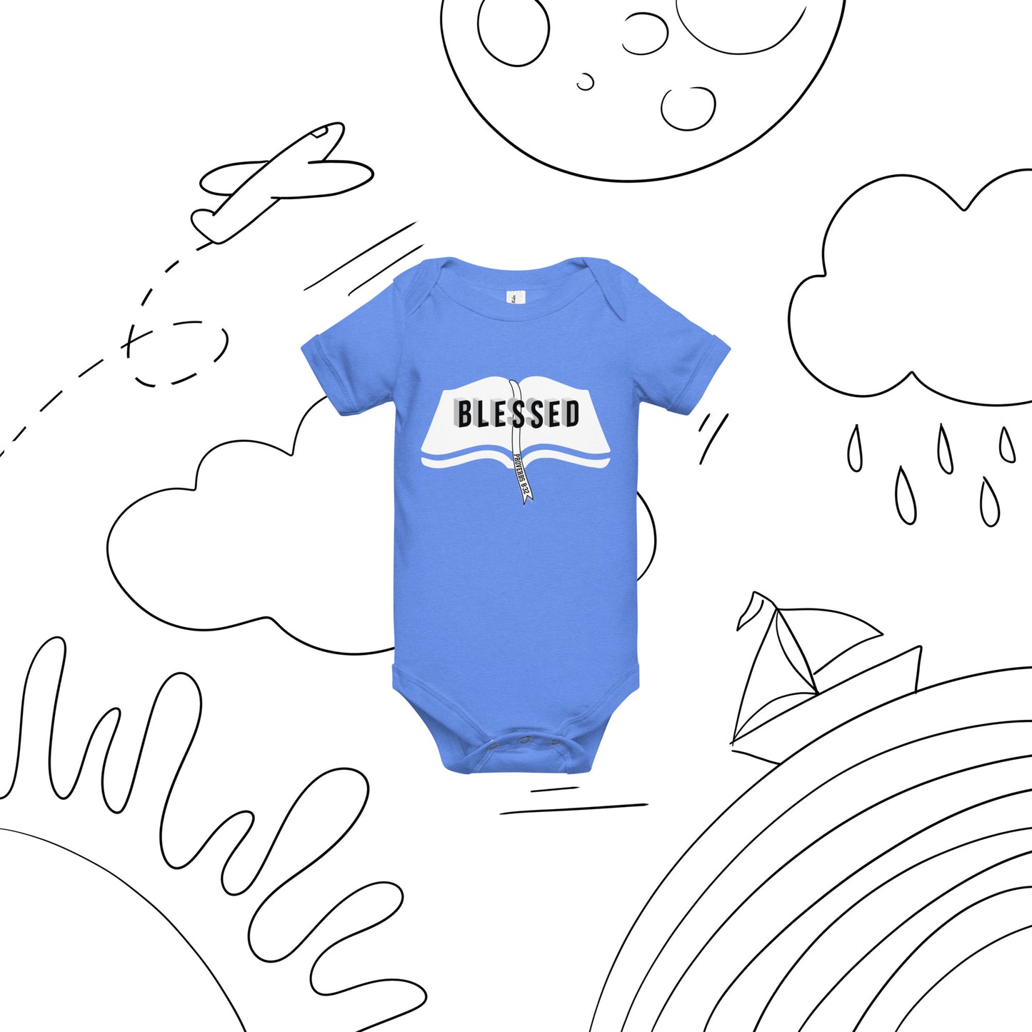 Comfortable Christian infant outfit with snap closure