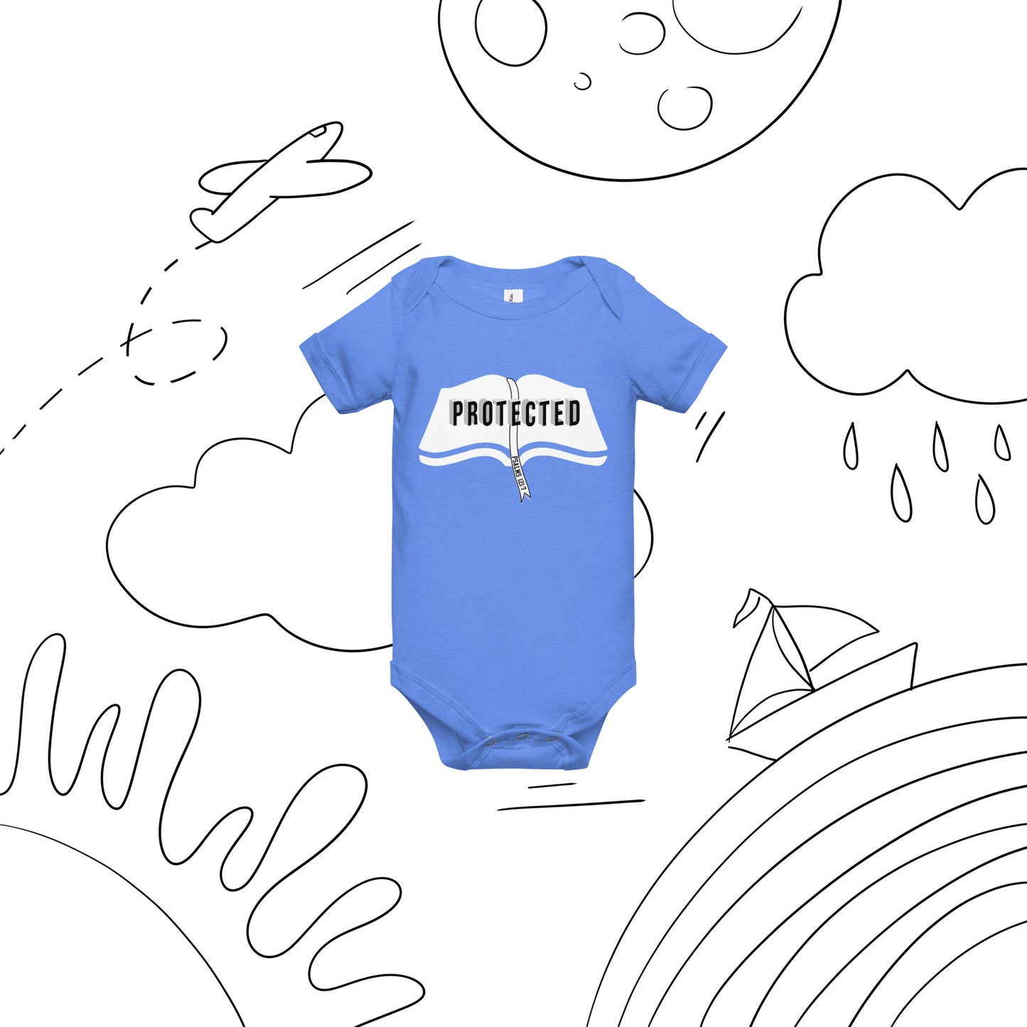 Comfortable Christian infant outfit with snap closure
