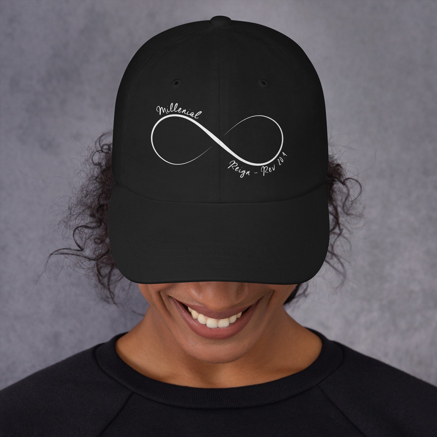 Christian hat with adjustable antique buckle and curved visor