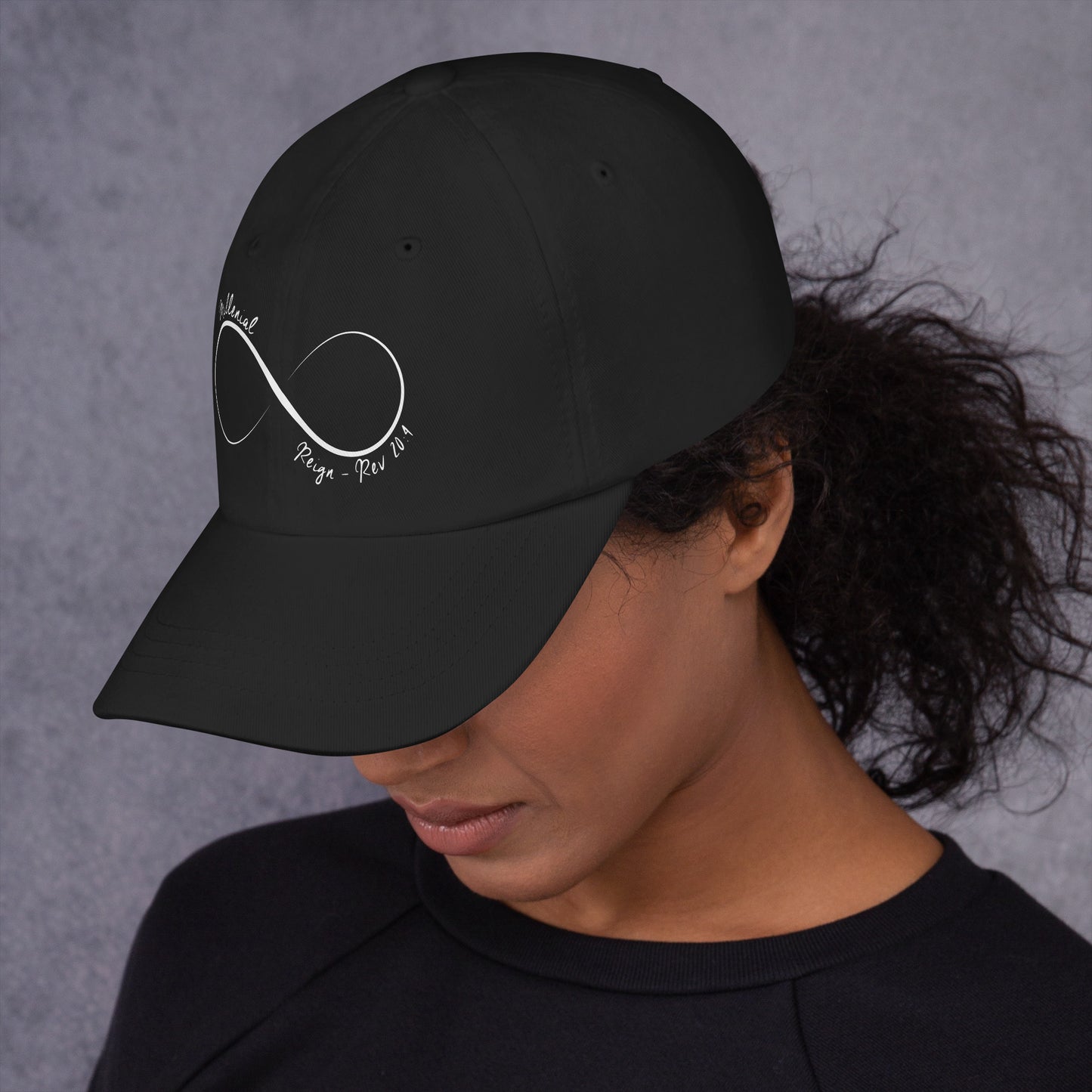 Christian hat with adjustable antique buckle and curved visor