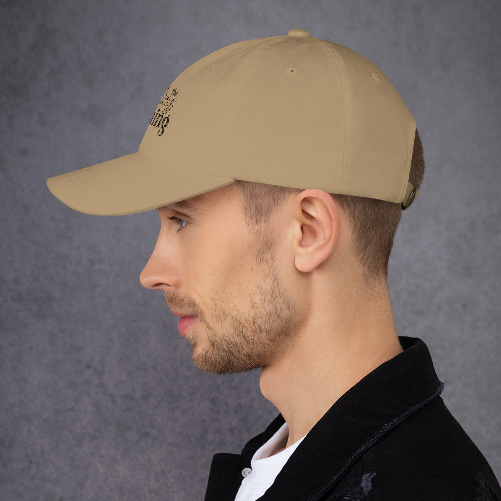 Christian dad hat with adjustable strap and curved visor for casual wear