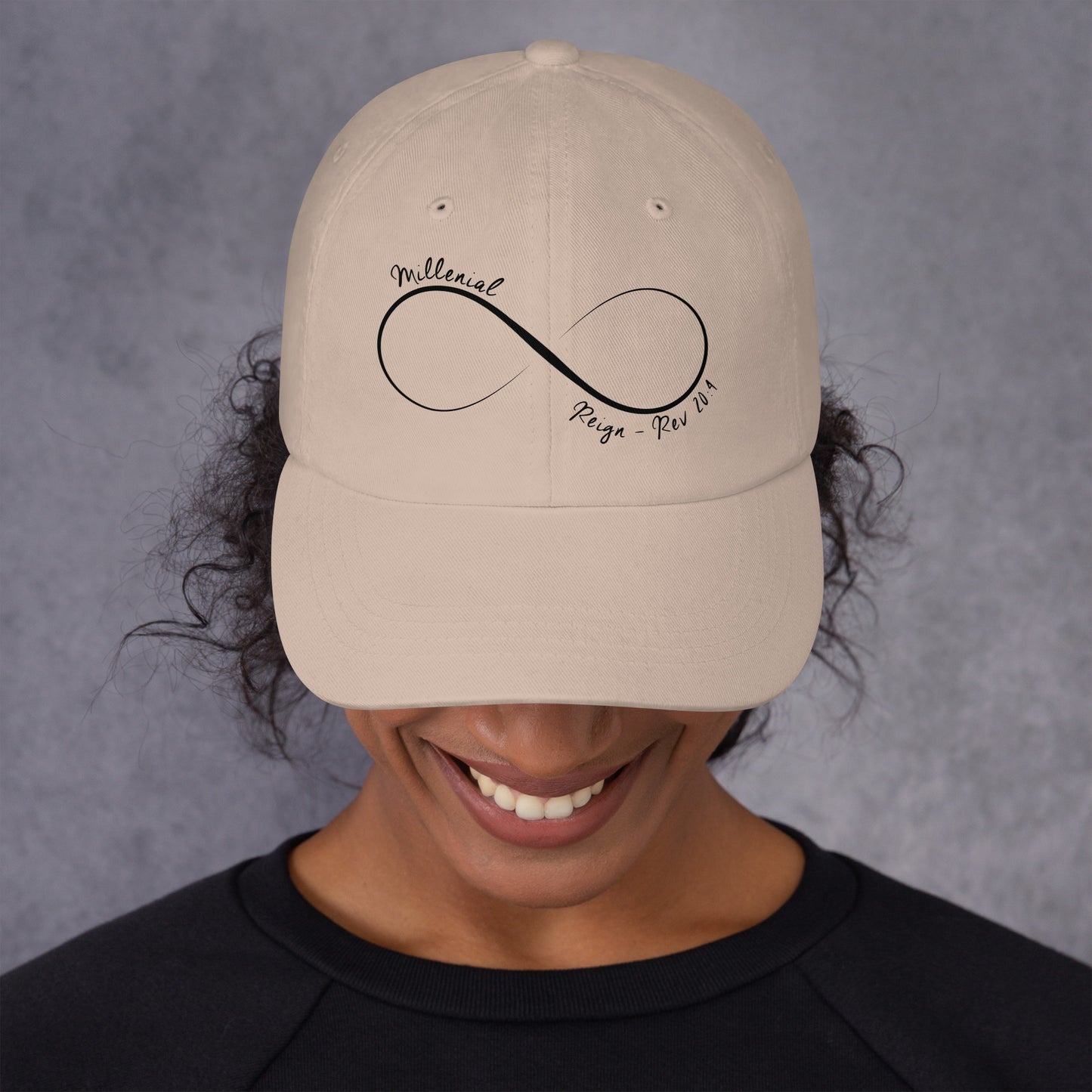 Christian dad hat with adjustable antique buckle and curved visor