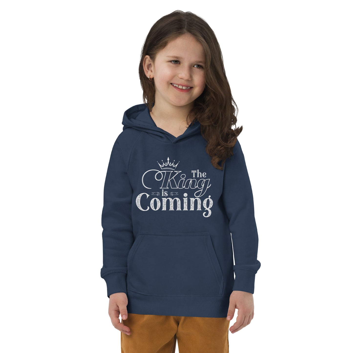 Faith-based sustainable kids hoodie with ribbed cuffs and lined hood