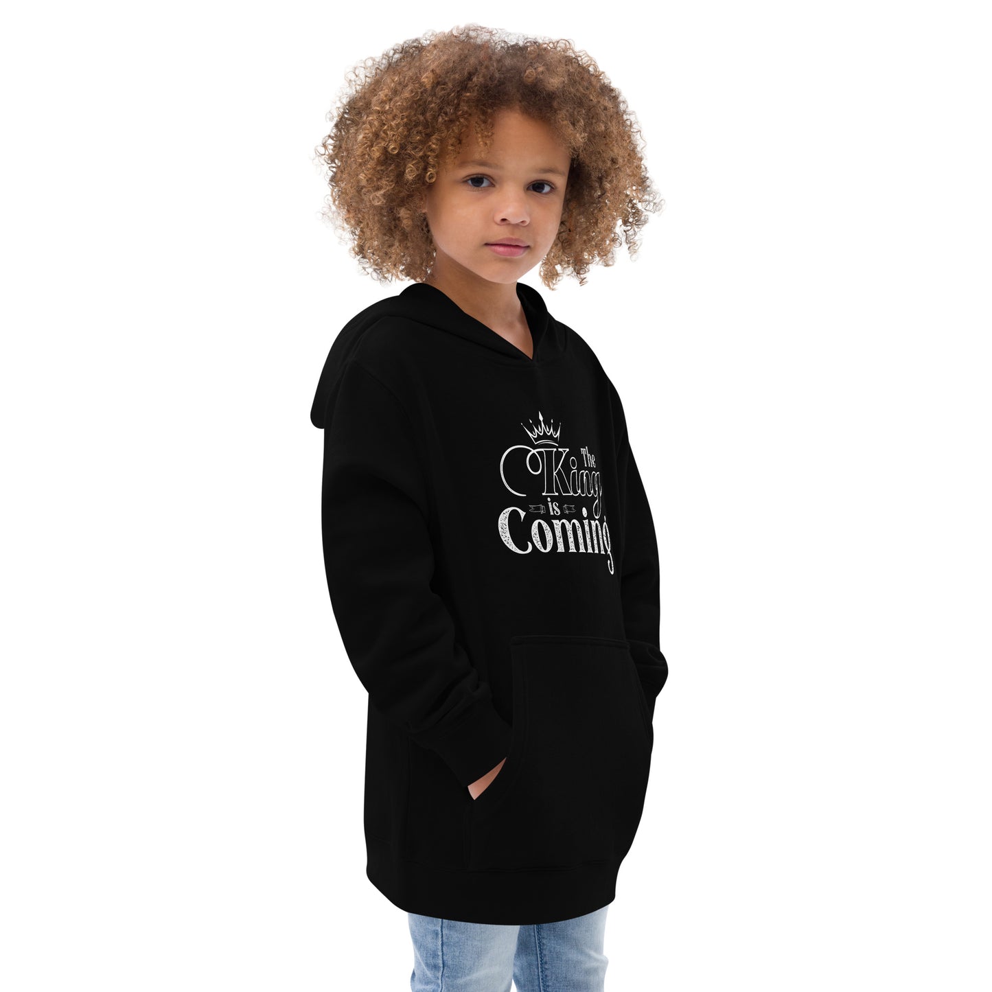 Faith-based youth pullover hoodie with ribbed cuffs