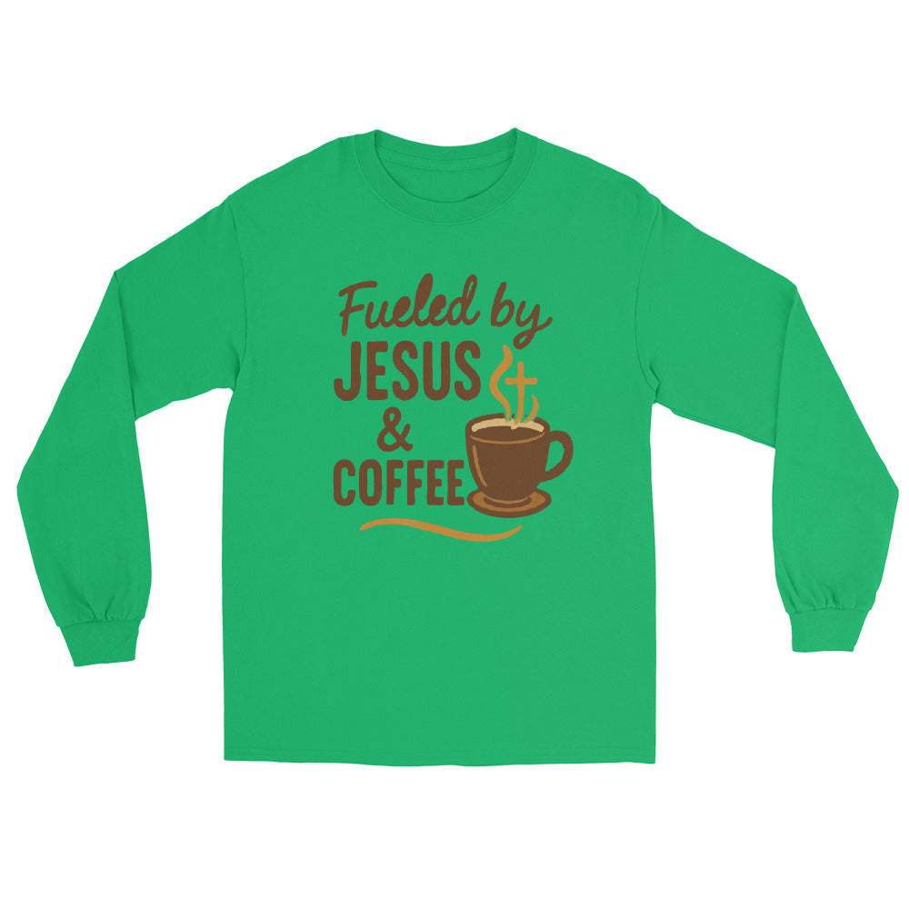 Christian long sleeve shirt – Fueled by Jesus and Coffee
