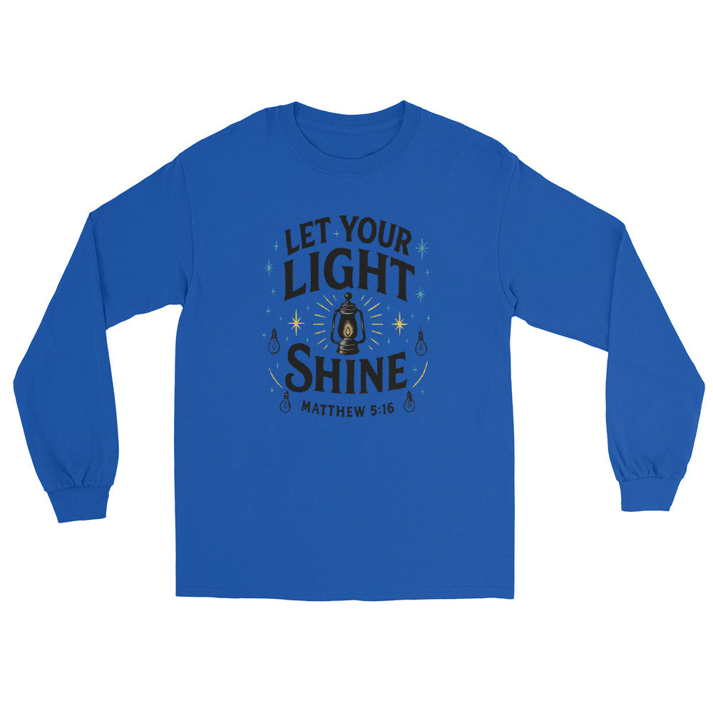 Men’s Christian long sleeve shirt Let Your Light Shine design