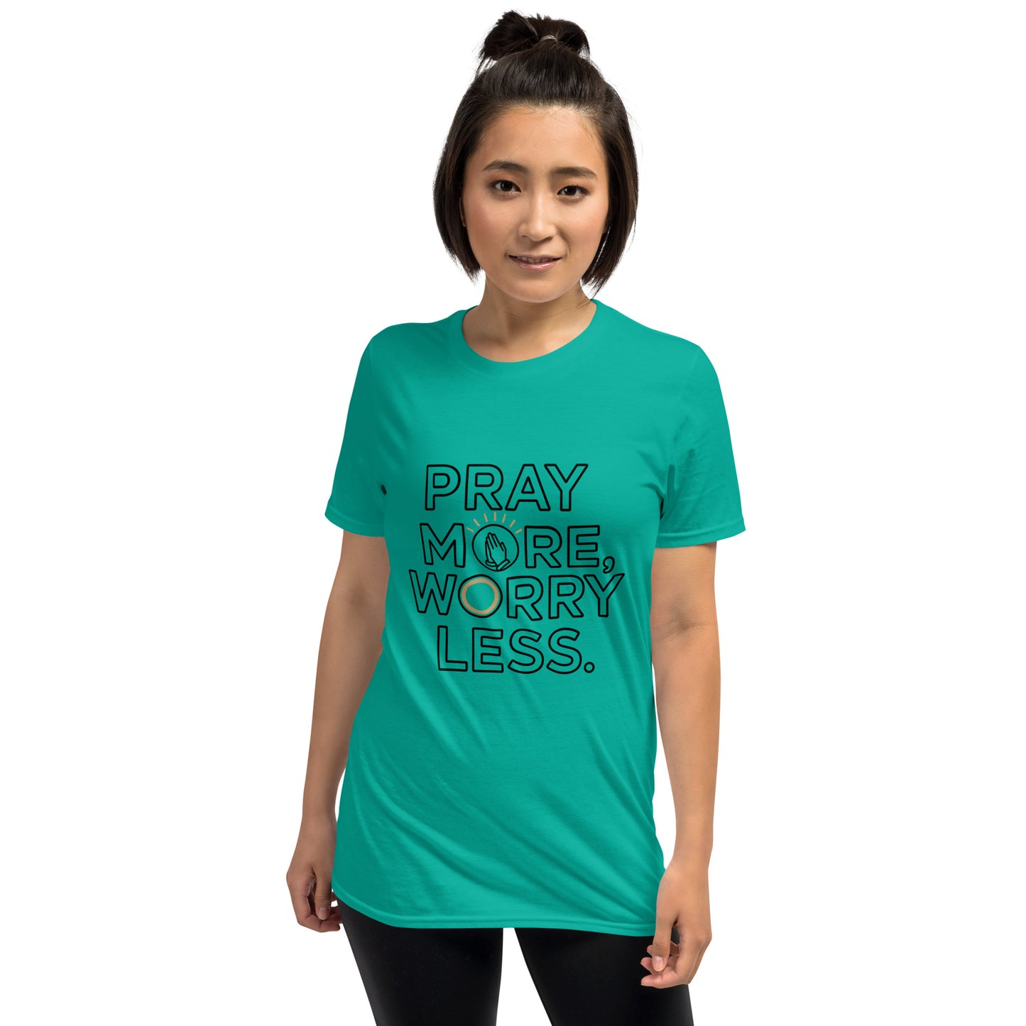 Women’s Christian t-shirt Pray More Worry Less Philippians 4:6