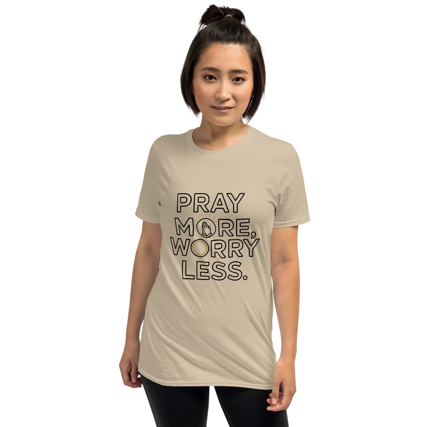 Women’s Christian t-shirt Pray More Worry Less Philippians 4:6