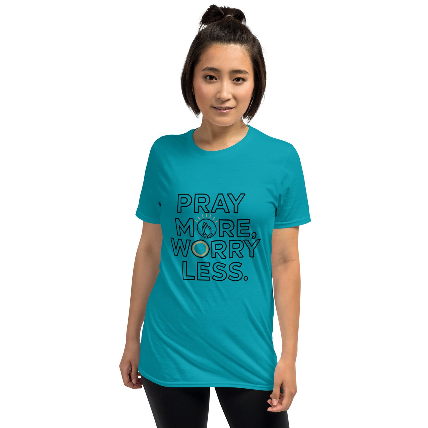 Women’s Christian t-shirt Pray More Worry Less Philippians 4:6
