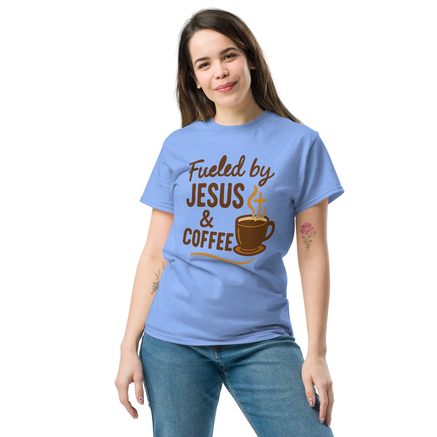Fueled by Jesus and Coffee women’s Christian t-shirt
