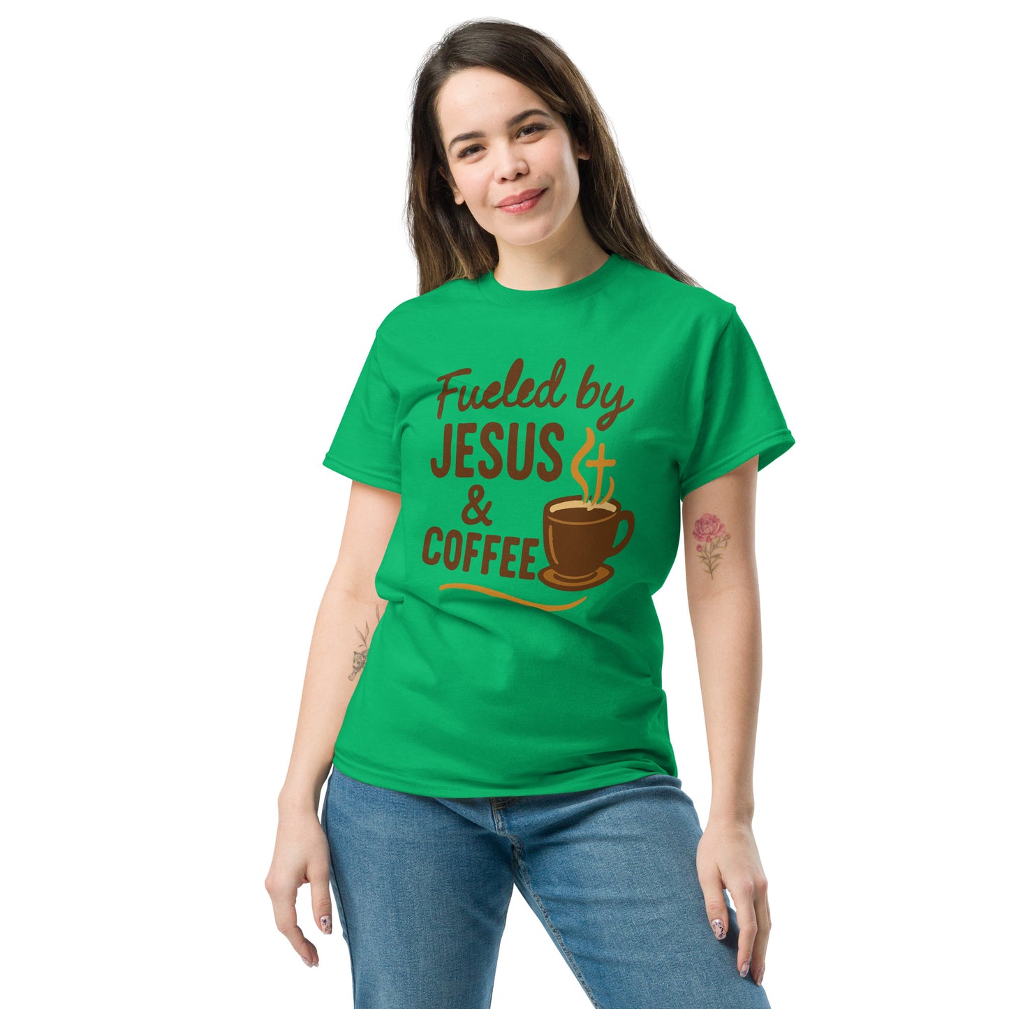 Fueled by Jesus and Coffee women’s Christian t-shirt