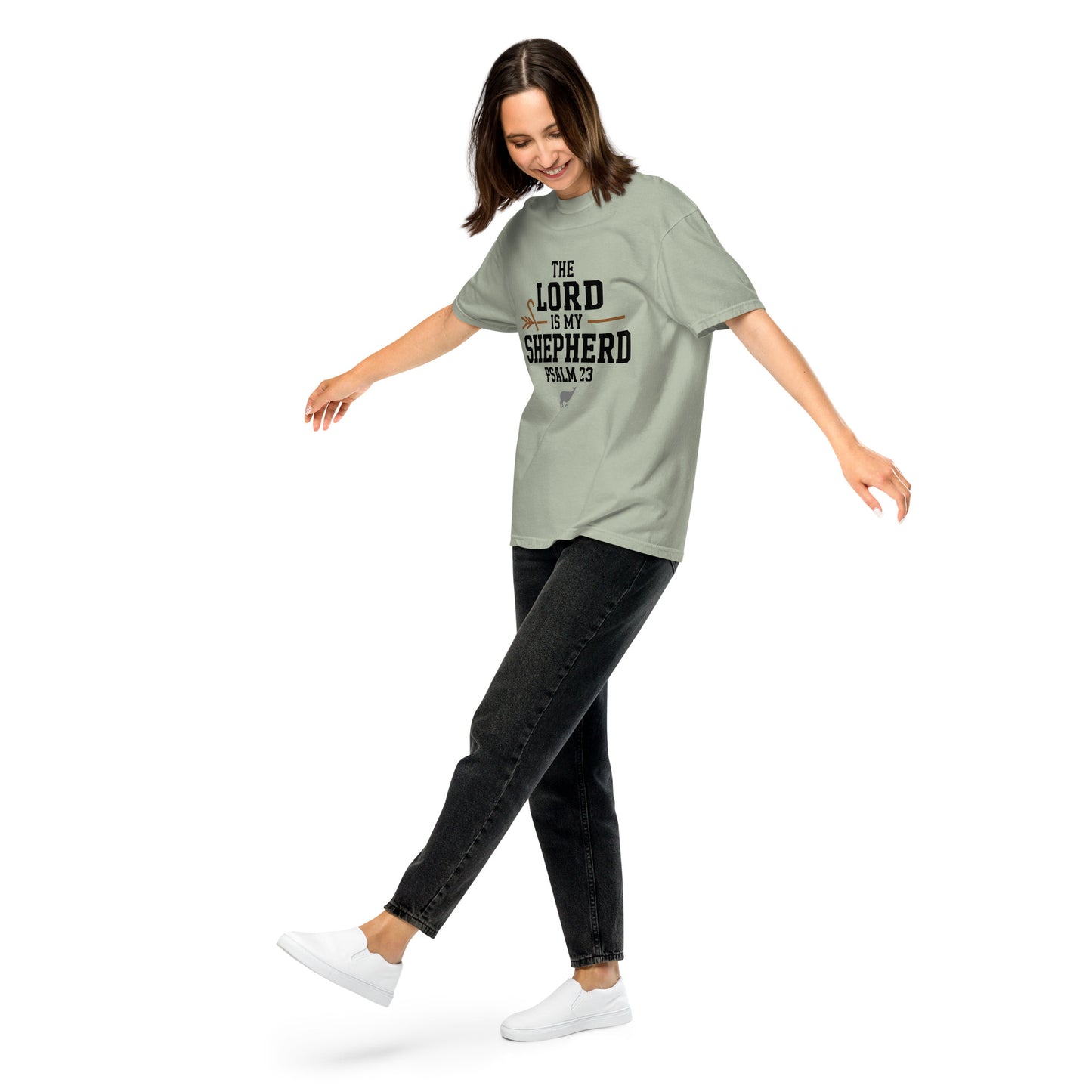 Faith-based women’s garment-dyed tee Psalm 23 verse