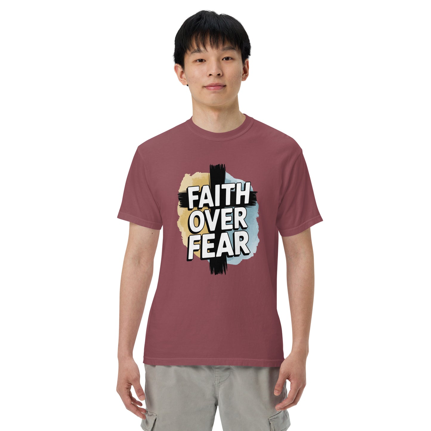 Men’s Christian heavyweight t-shirt Faith Over Fear