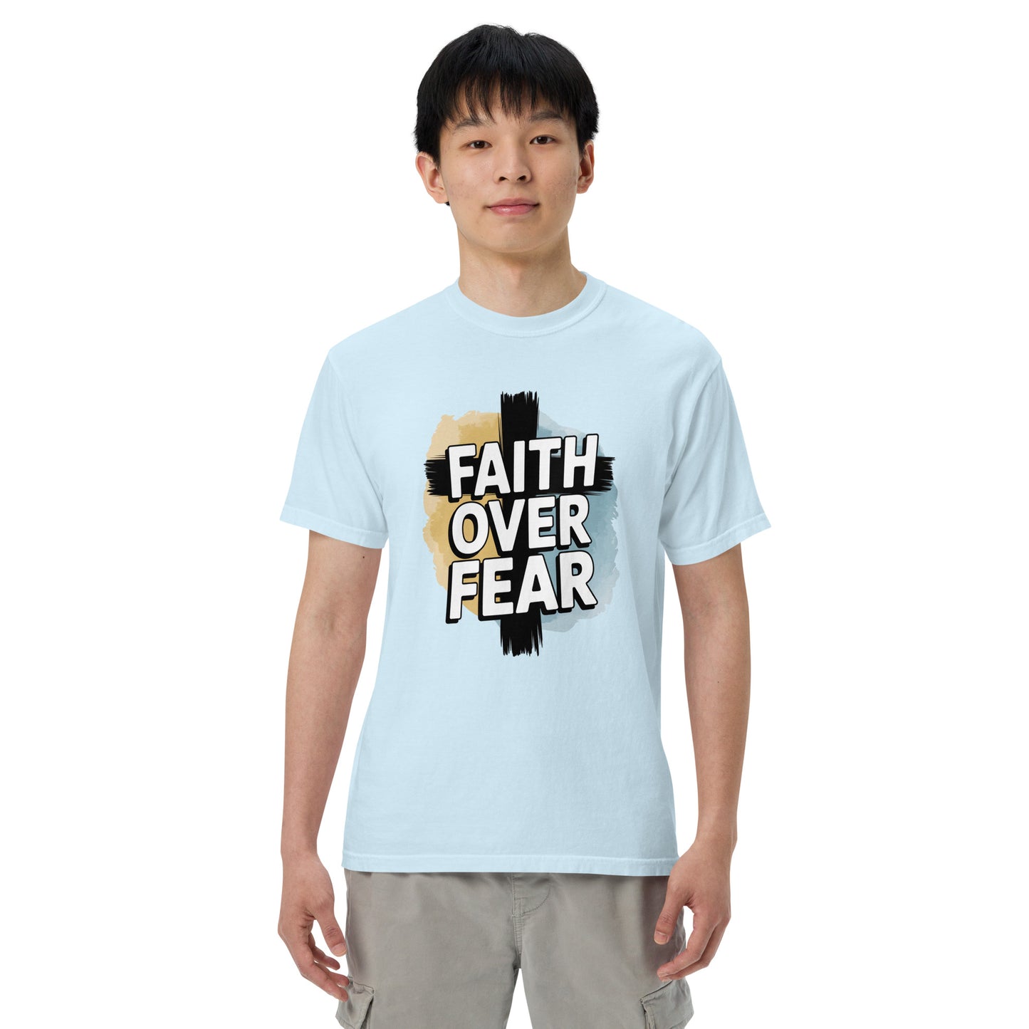 Garment-dyed men’s Christian shirt bold Scripture design