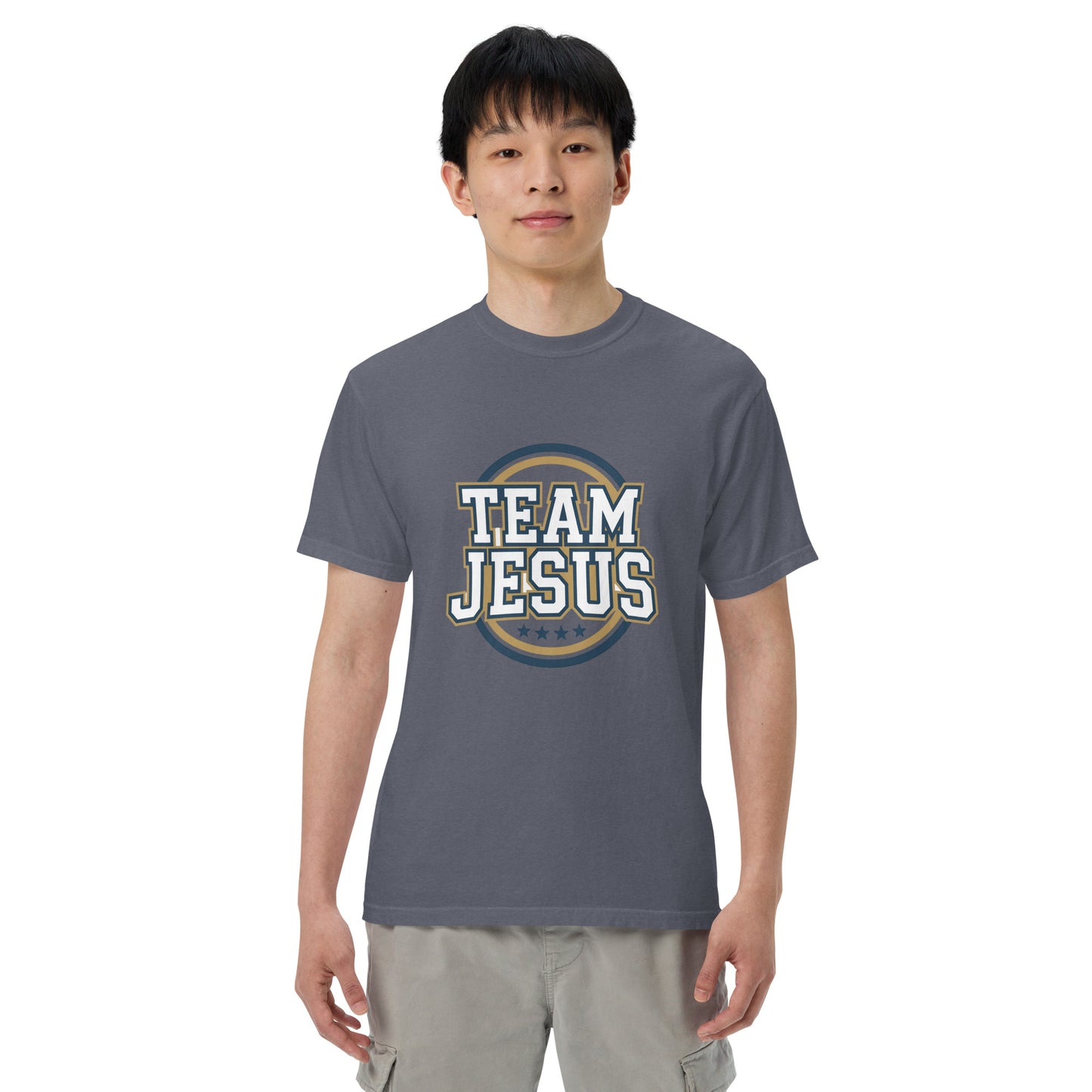 Faith-based men’s garment-dyed tee Team Jesus