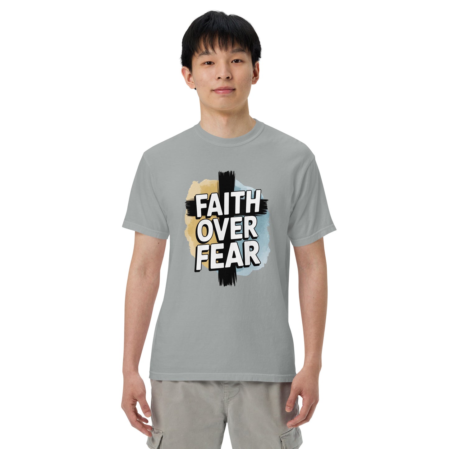Garment-dyed men’s Christian shirt bold Scripture design