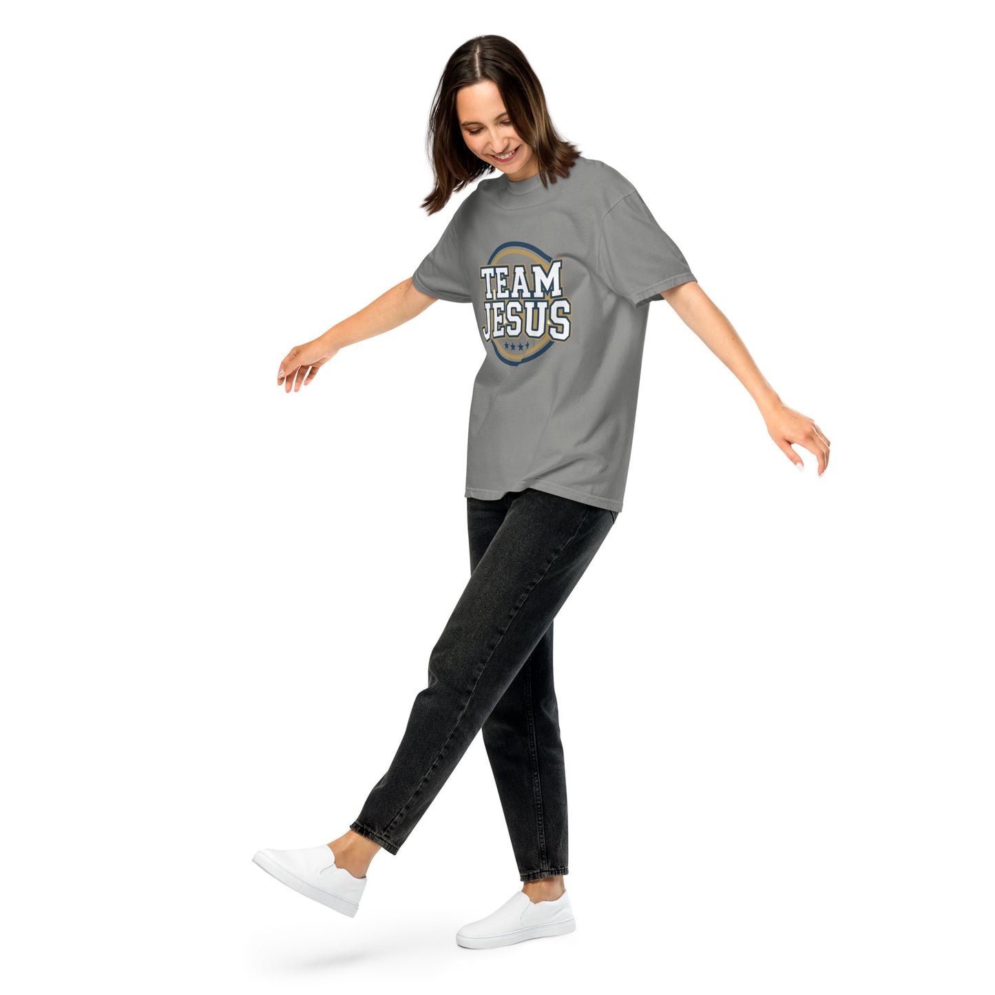 Faith-based garment-dyed women’s tee Team Jesus