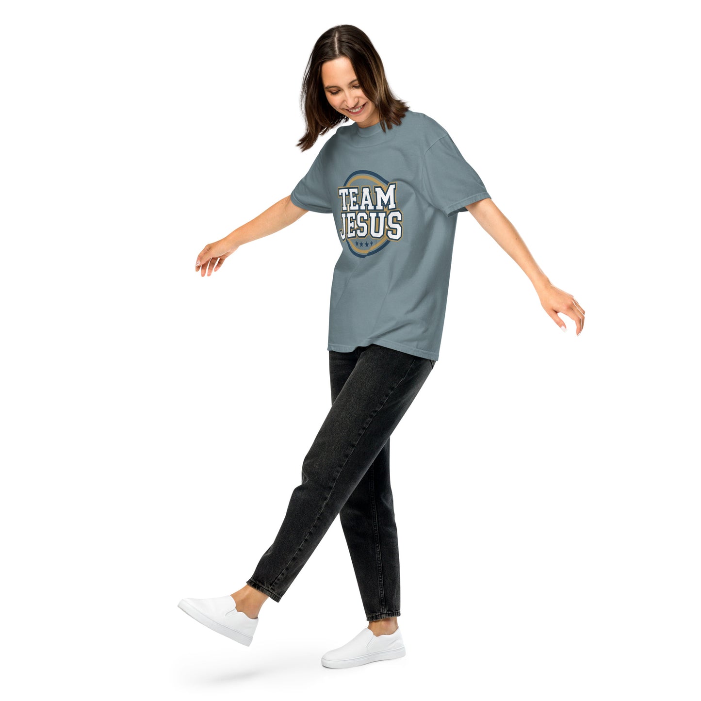 Faith-based garment-dyed women’s tee Team Jesus