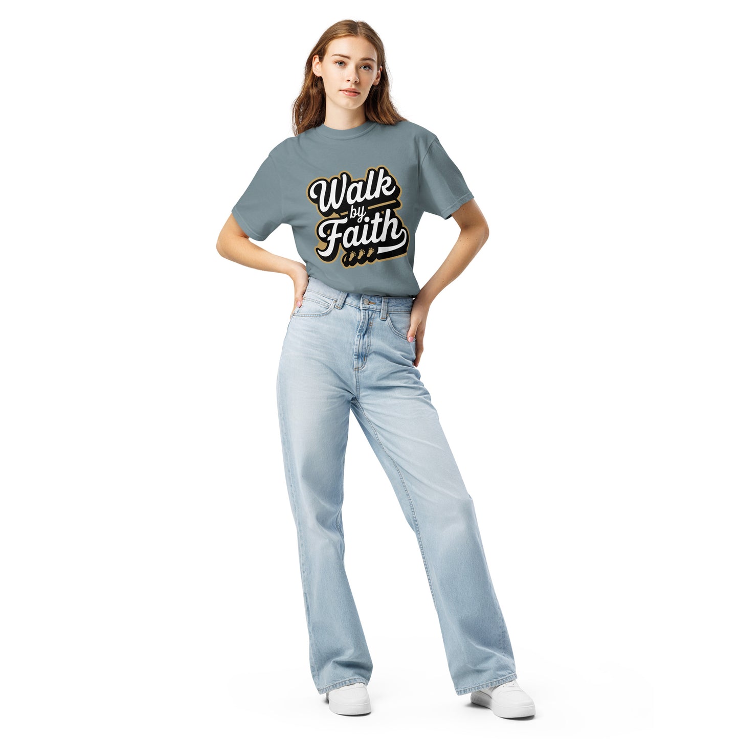 Women’s Christian heavyweight t-shirt Walk by Faith 2 Corinthians 5:7