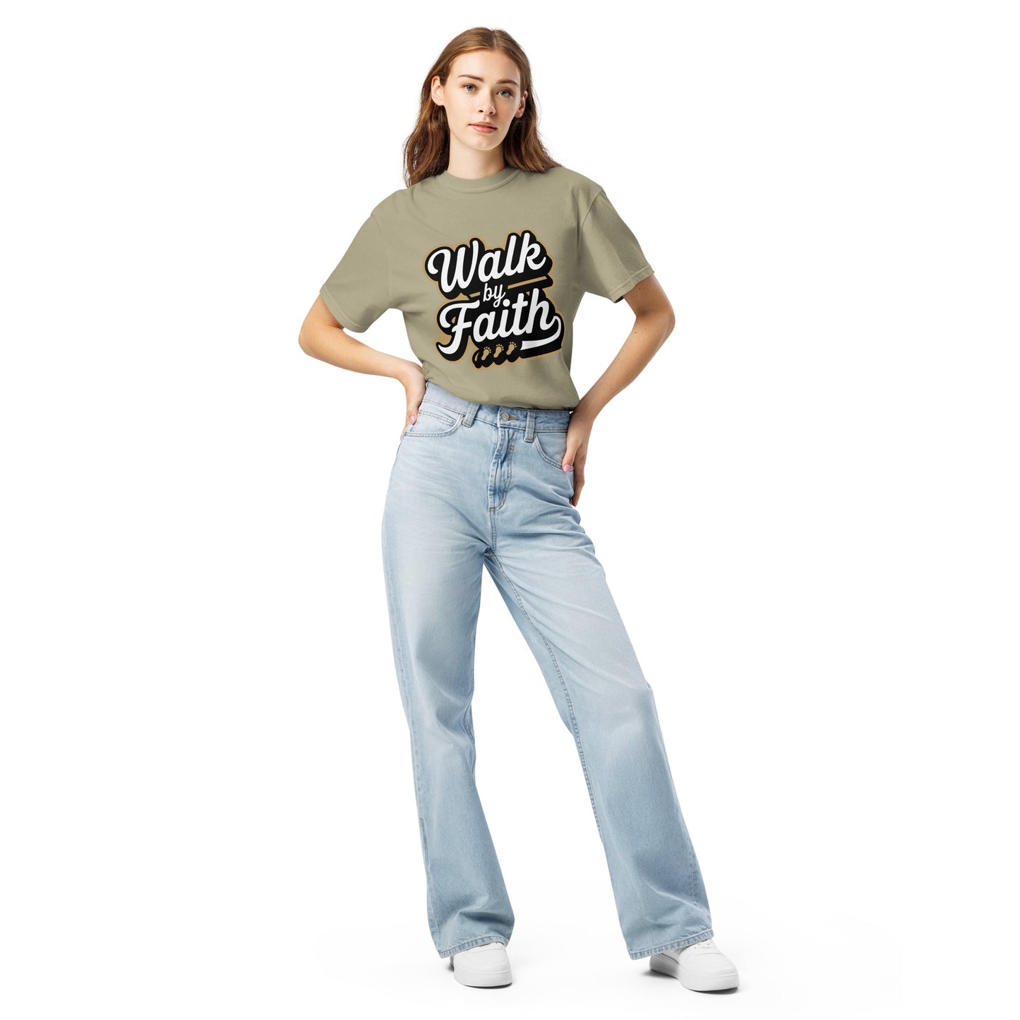 Women’s Christian heavyweight t-shirt Walk by Faith 2 Corinthians 5:7