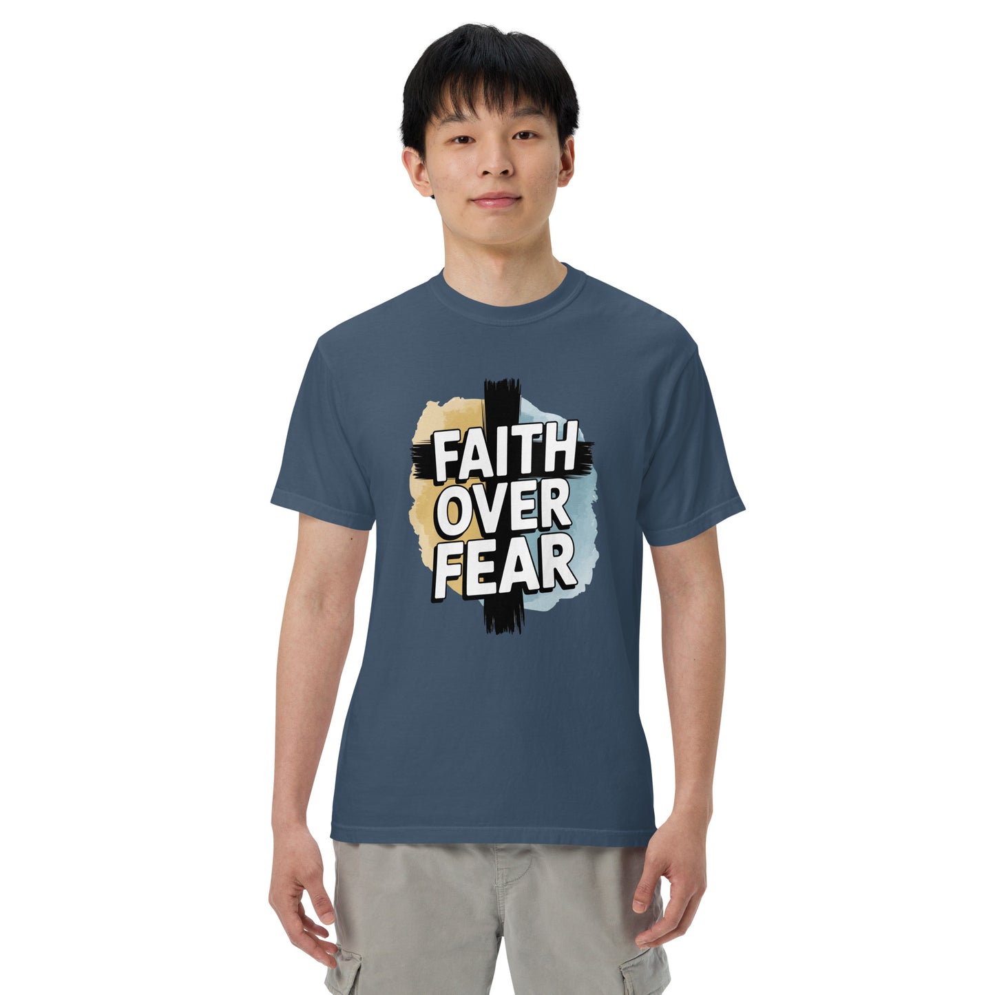 Men’s Christian heavyweight t-shirt Faith Over Fear