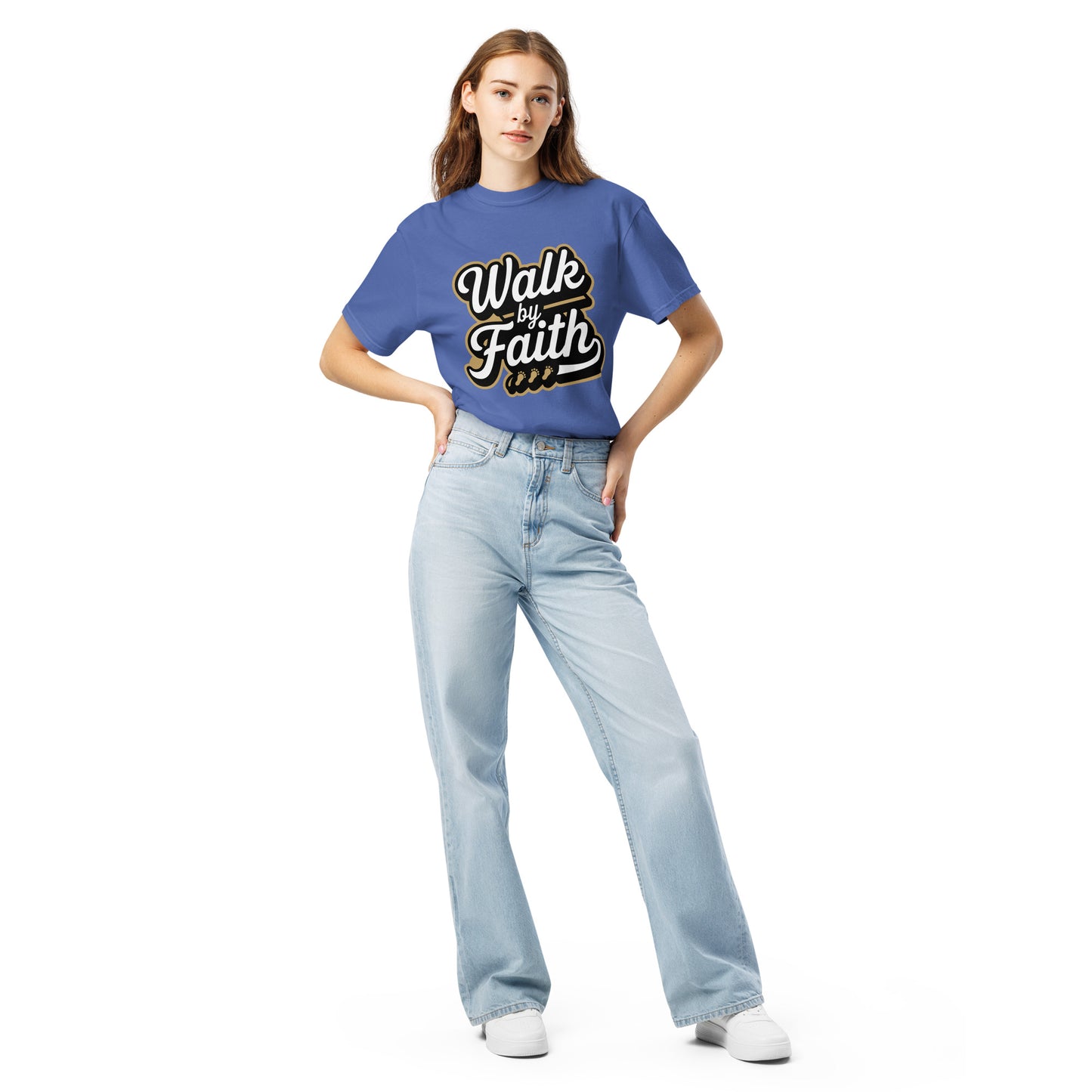 Women’s Christian heavyweight t-shirt Walk by Faith 2 Corinthians 5:7
