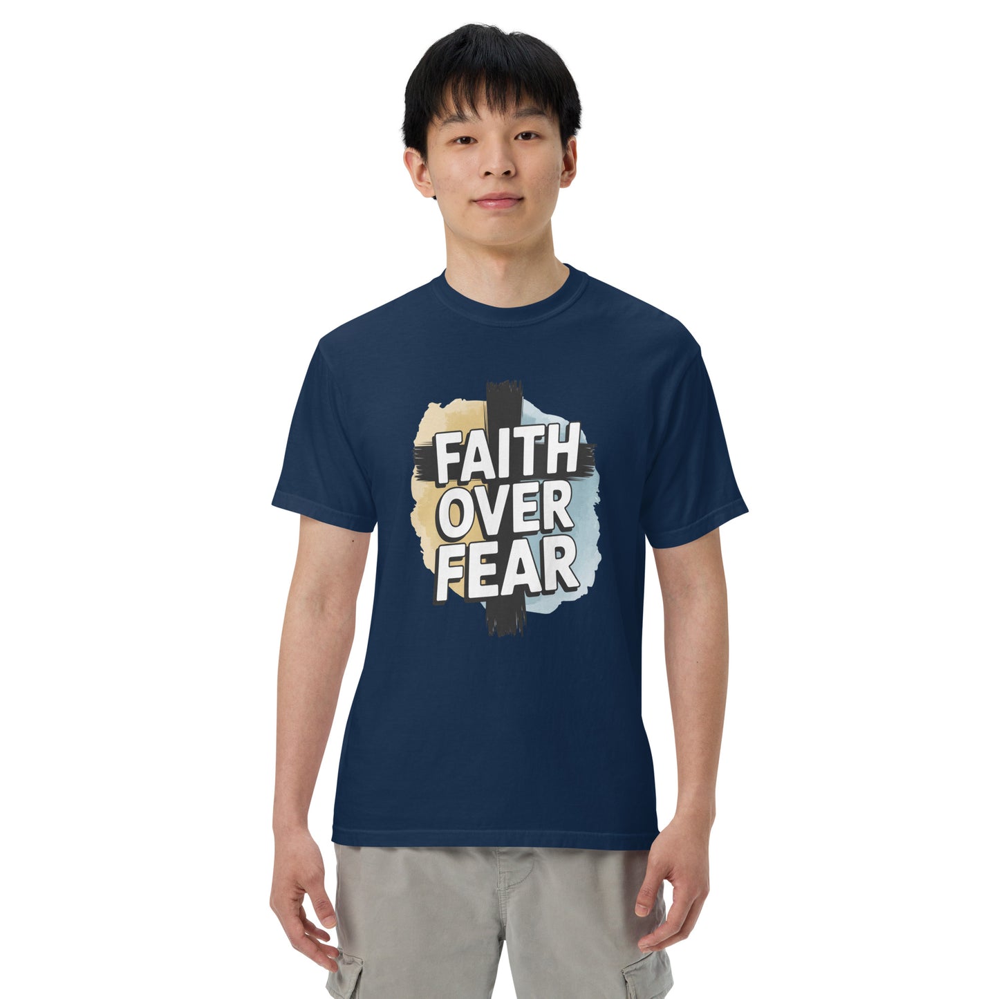 Men’s Christian heavyweight t-shirt Faith Over Fear