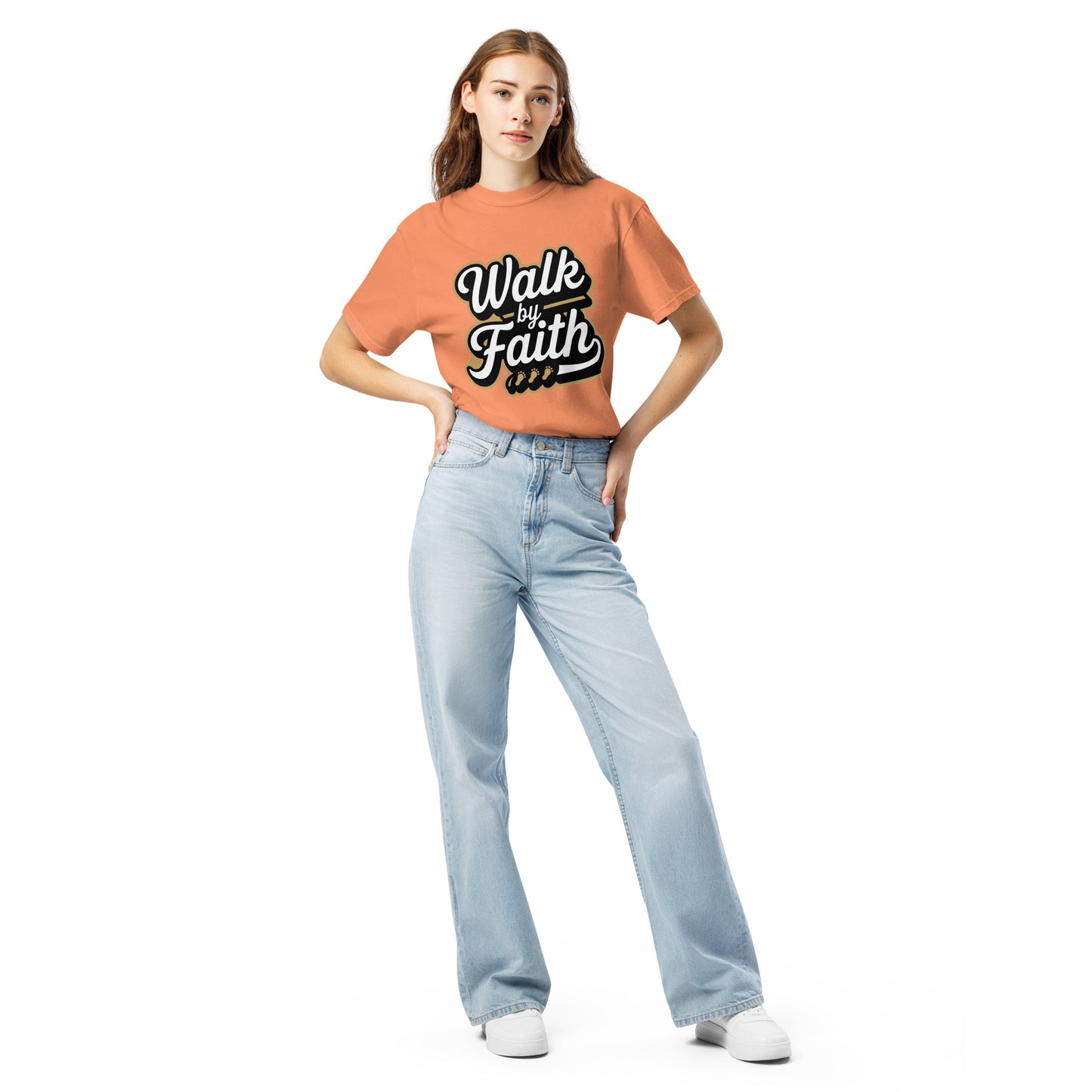 Women’s Christian heavyweight t-shirt Walk by Faith 2 Corinthians 5:7