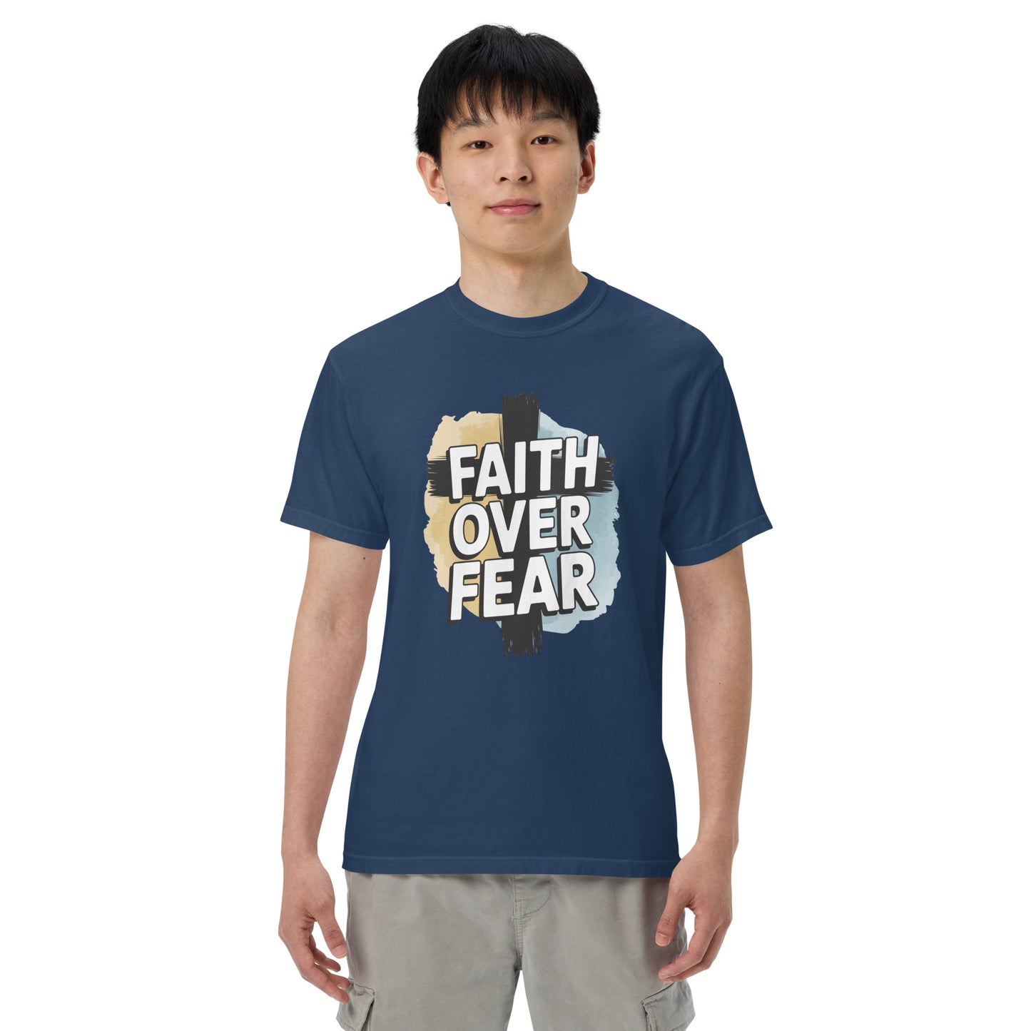 Men’s Christian heavyweight t-shirt Faith Over Fear