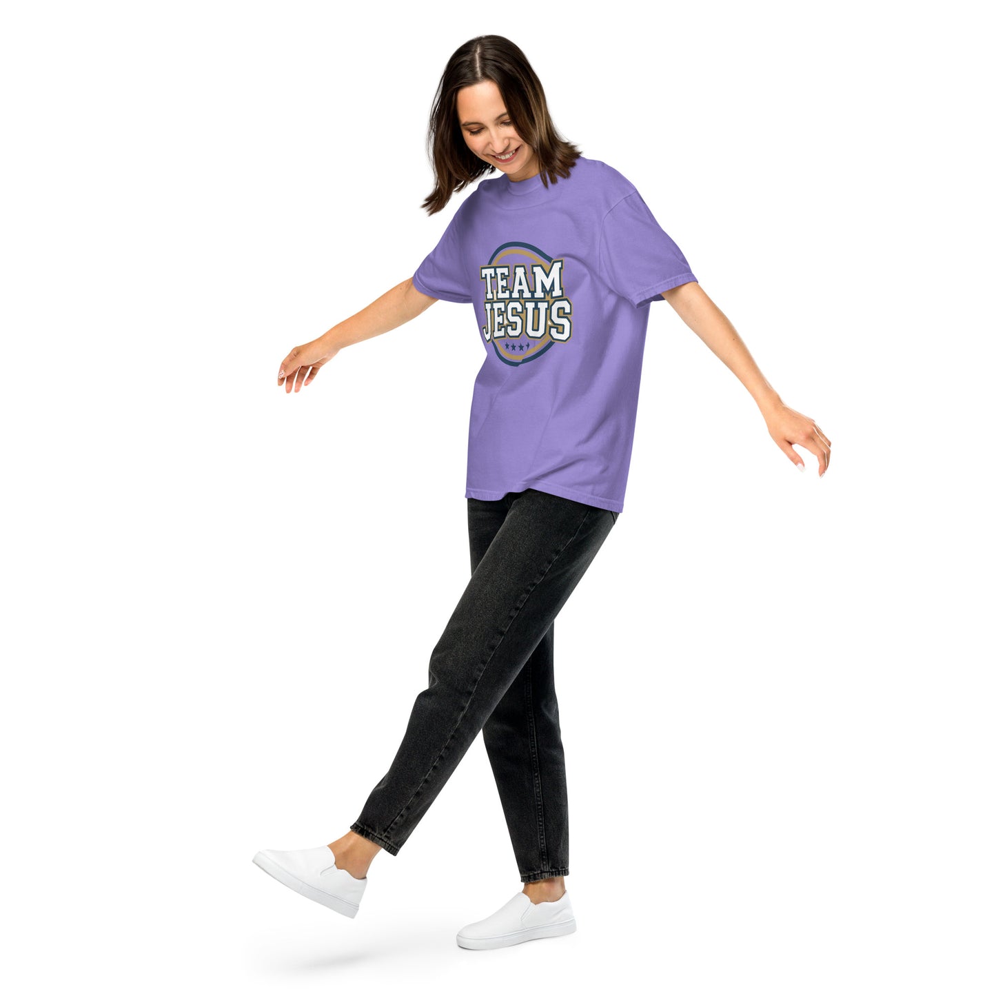 Faith-based garment-dyed women’s tee Team Jesus