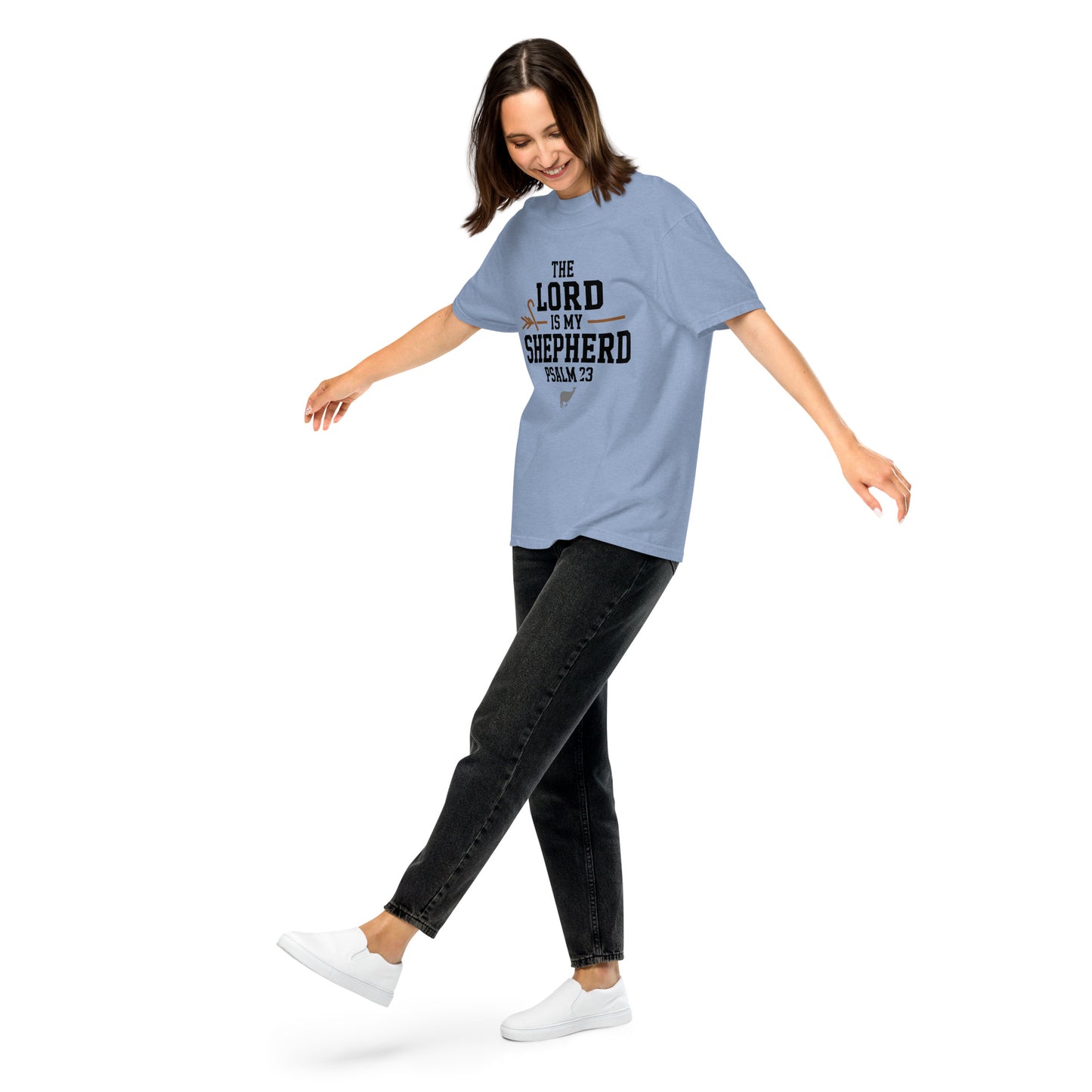 Faith-based women’s garment-dyed tee Psalm 23 verse