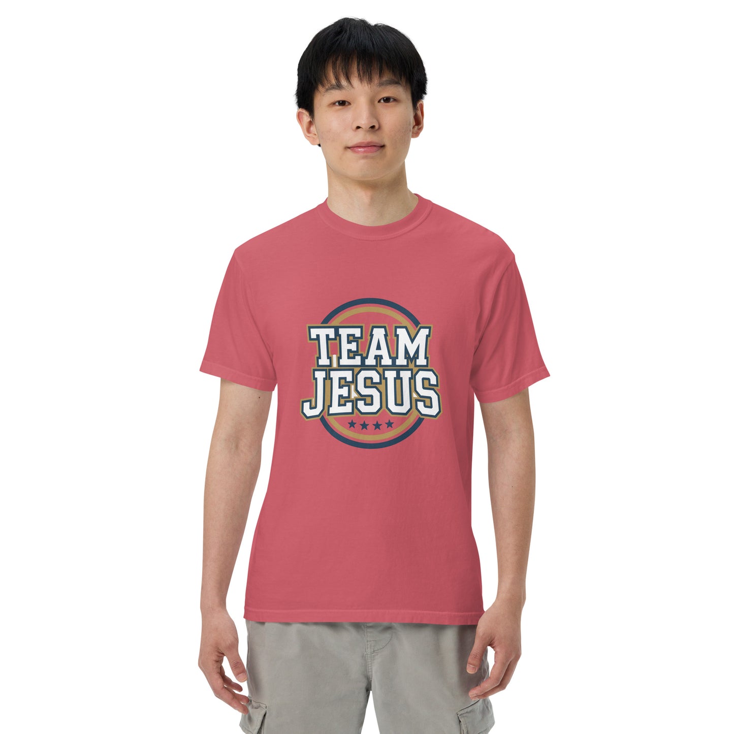 Faith-based men’s garment-dyed tee Team Jesus