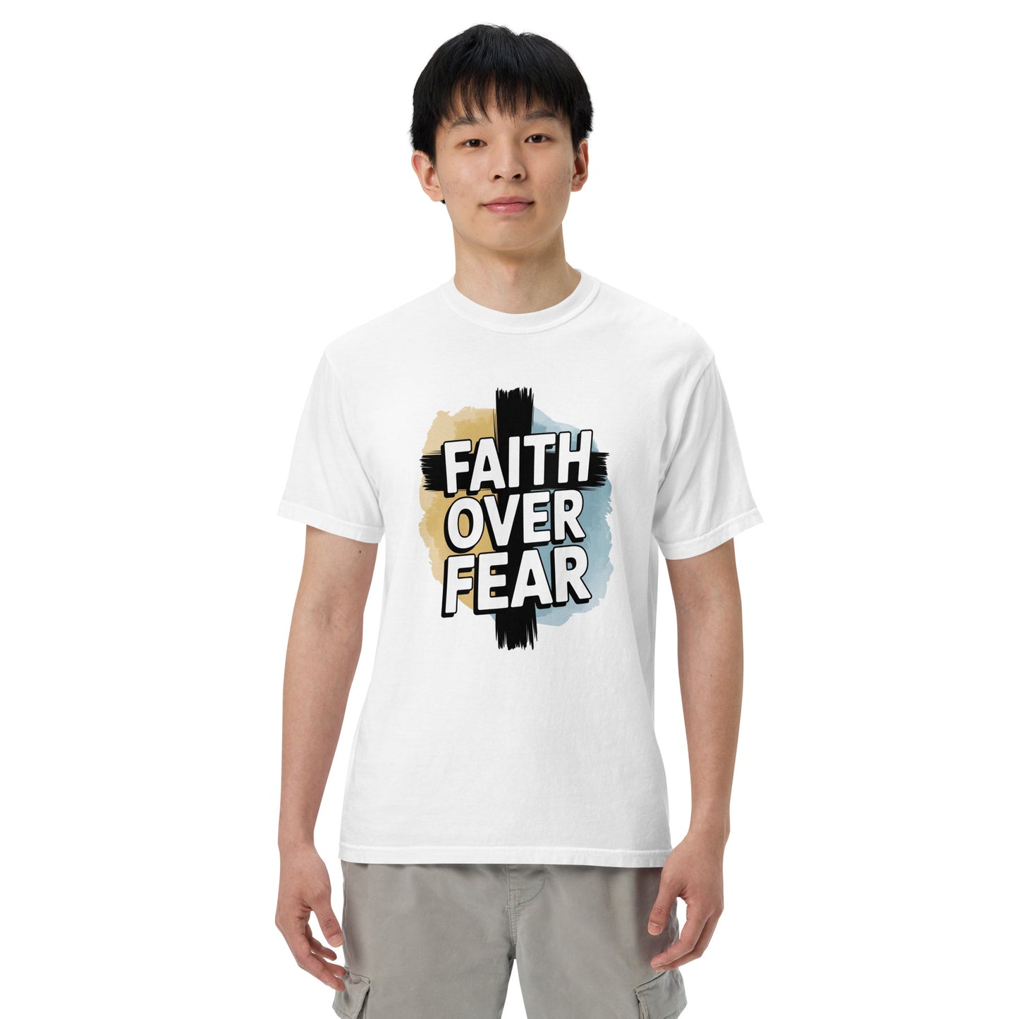 Garment-dyed men’s Christian shirt bold Scripture design