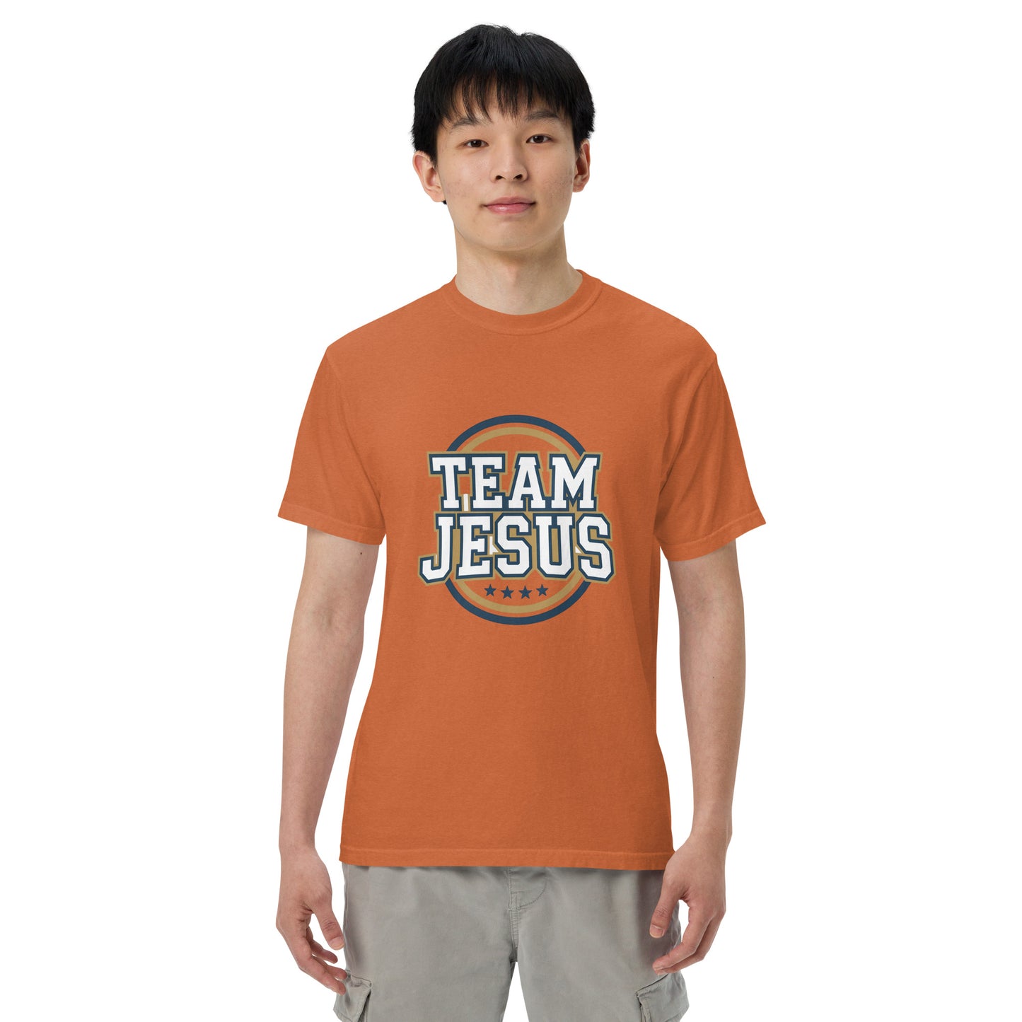 Faith-based men’s garment-dyed tee Team Jesus