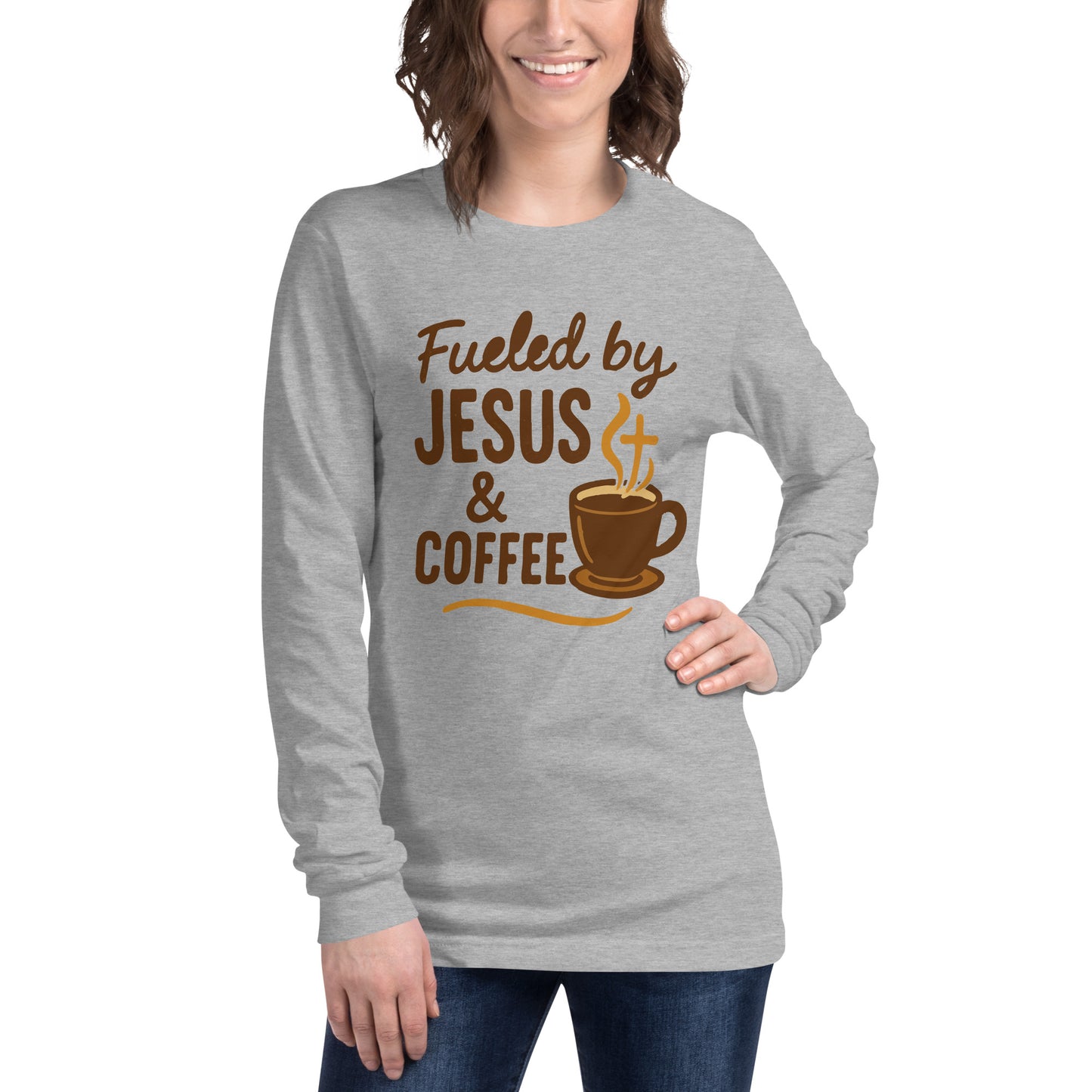 Fueled by Jesus and Coffee Christian long sleeve t-shirt