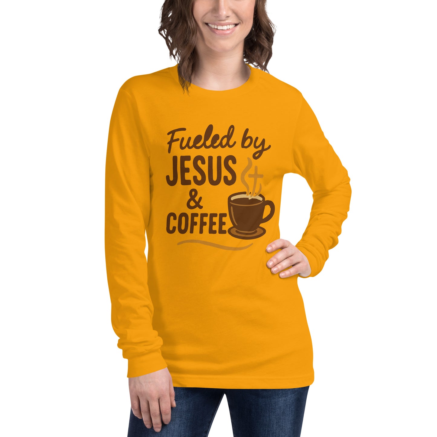 Fueled by Jesus and Coffee Christian long sleeve t-shirt