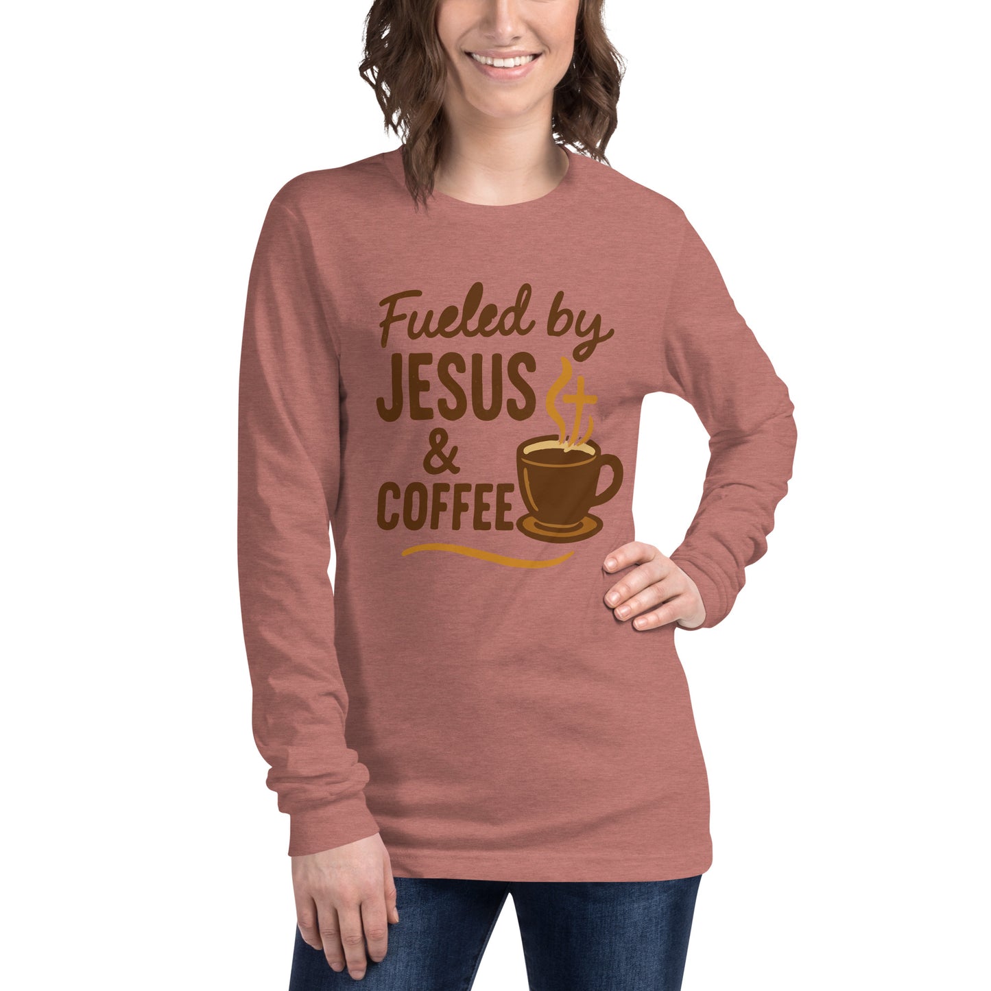 Fueled by Jesus and Coffee Christian long sleeve t-shirt