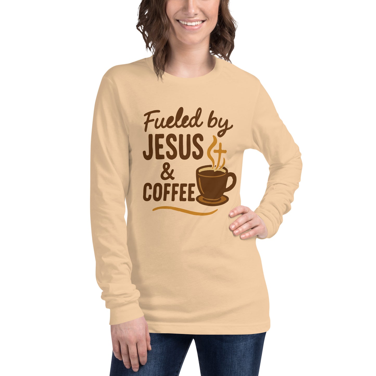 Fueled by Jesus and Coffee Christian long sleeve t-shirt
