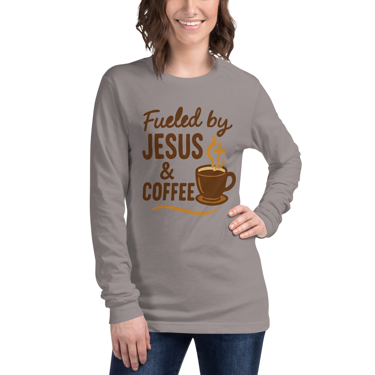 Fueled by Jesus and Coffee Christian long sleeve t-shirt