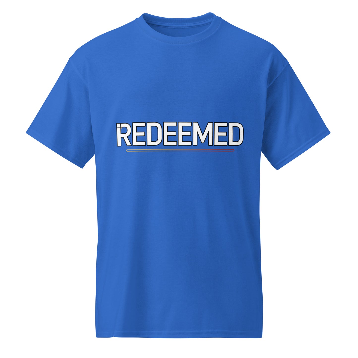Men’s Christian DryBlend t-shirt Redeemed Ephesians 1:7 design
