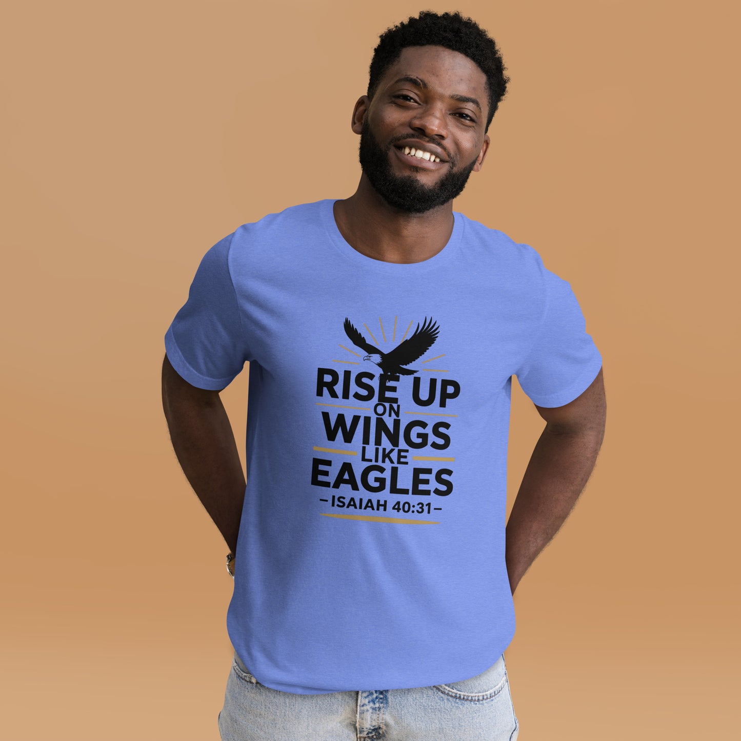 Men’s Christian t-shirt Rise Up on Wings Like Eagles Isaiah 40:31