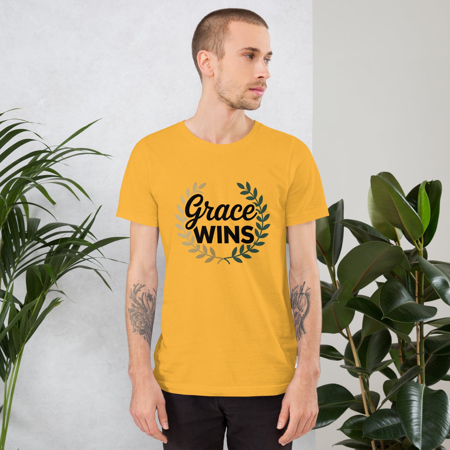 Men’s Christian t-shirt Grace Wins design