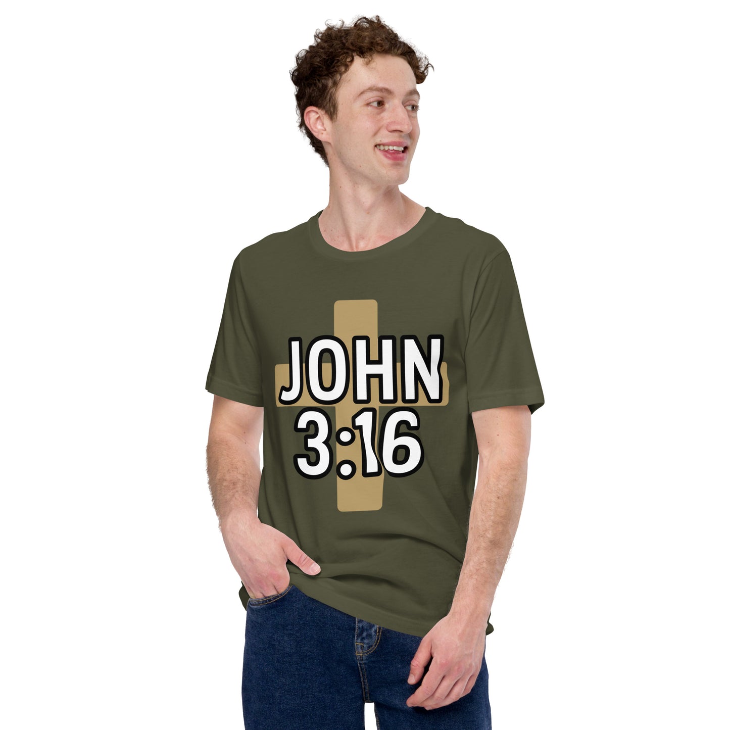 Faith-based men’s tee For God So Loved the World