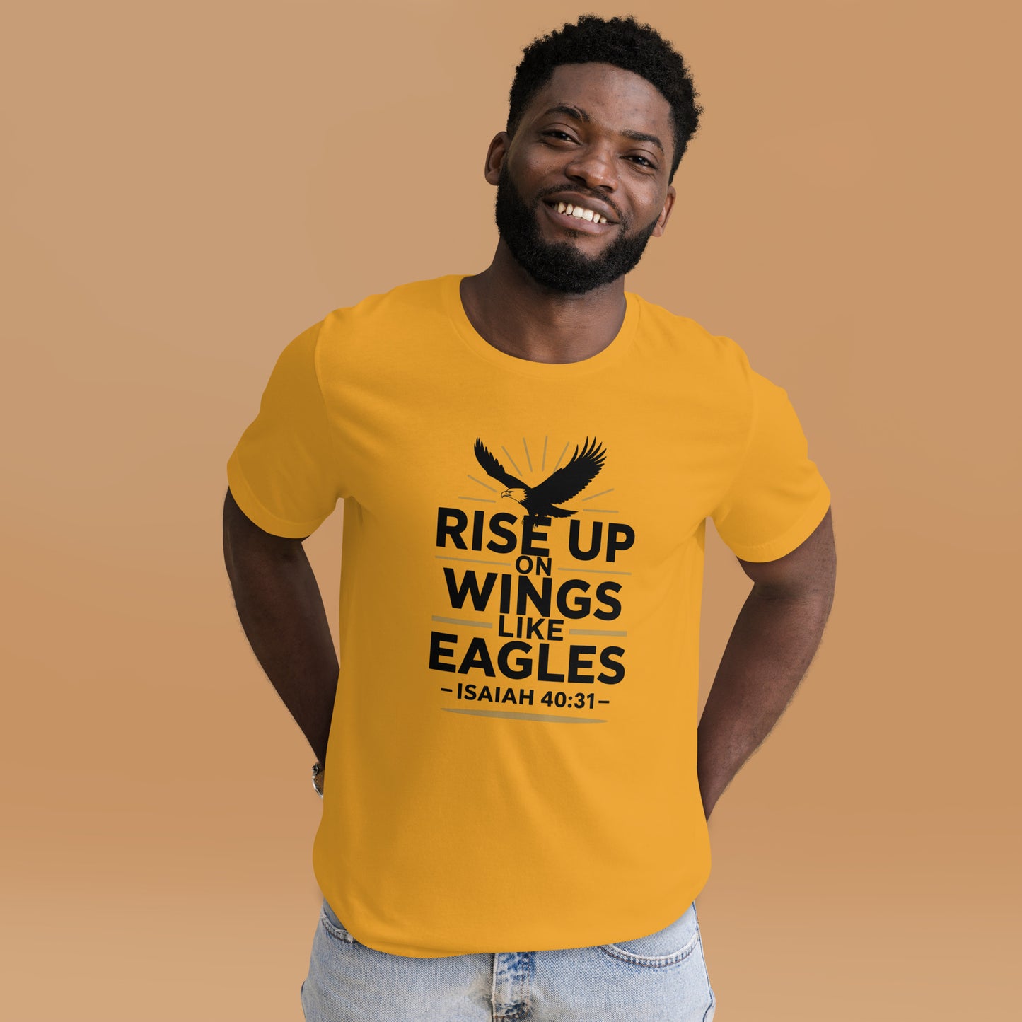 Men’s Christian t-shirt Rise Up on Wings Like Eagles Isaiah 40:31