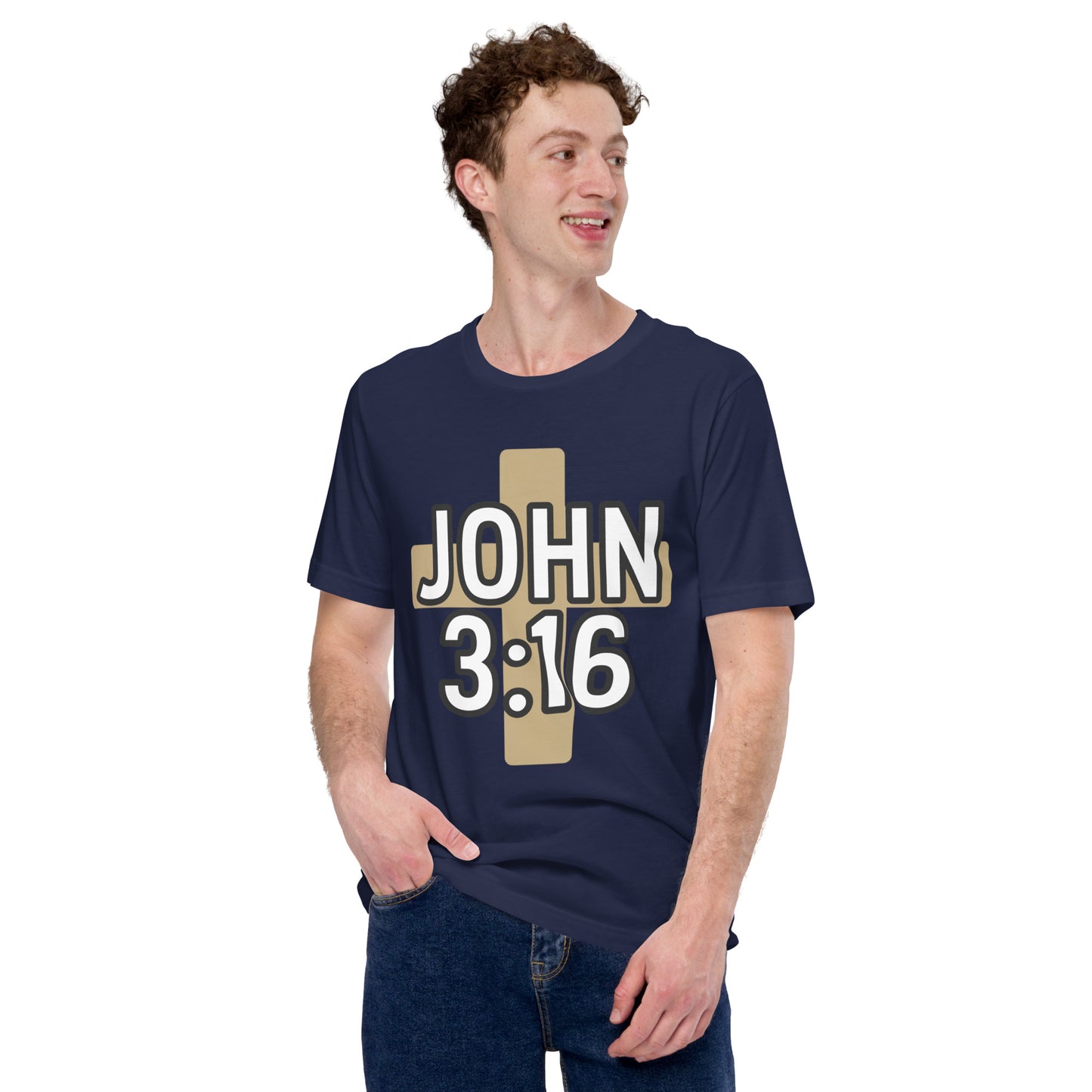 Men’s Christian t-shirt John 3:16 Bible verse design
