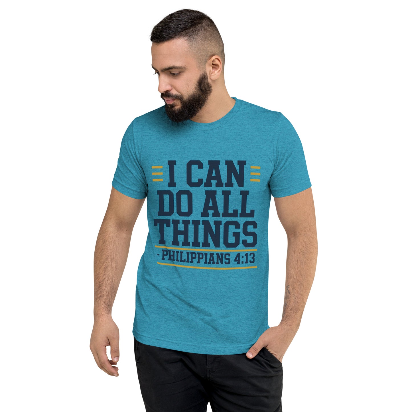 Men’s Christian tri-blend t-shirt I Can Do All Things Philippians 4:13