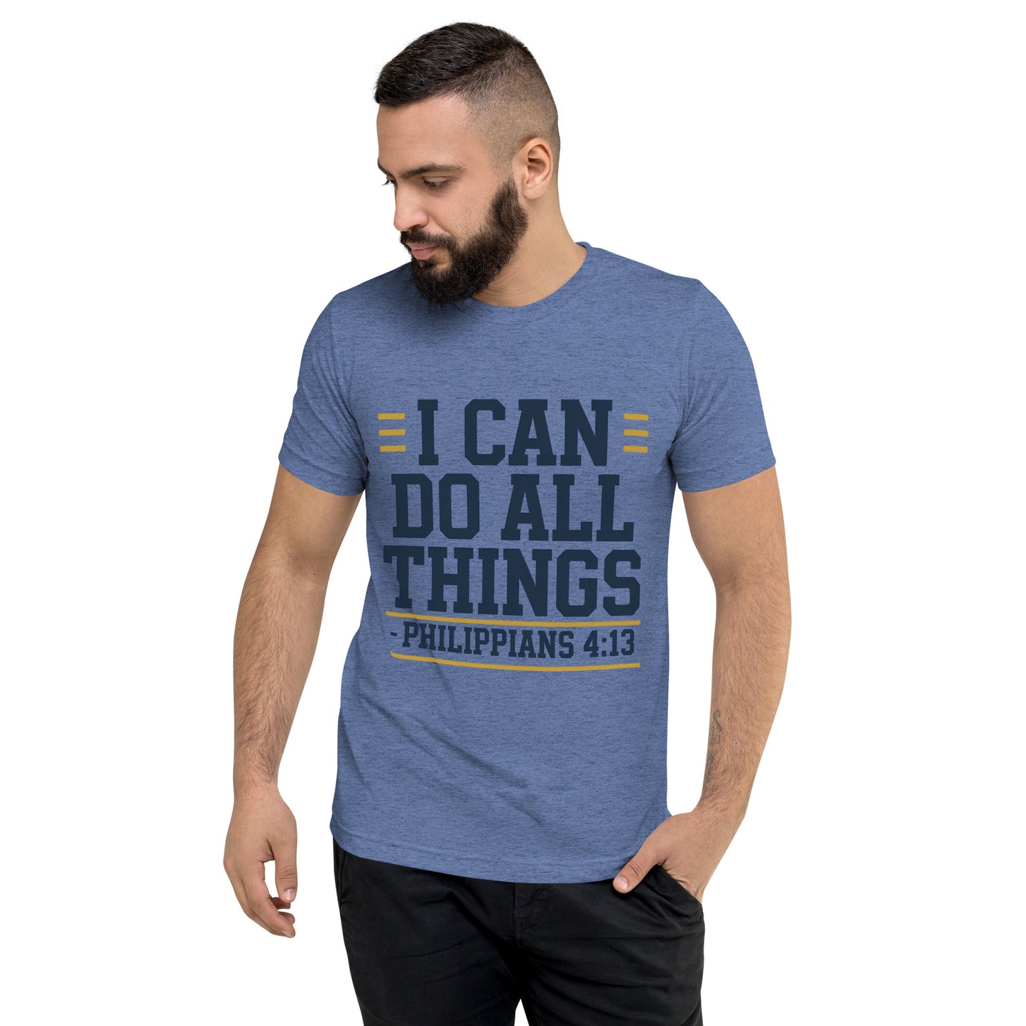 Men’s Christian tri-blend t-shirt I Can Do All Things Philippians 4:13