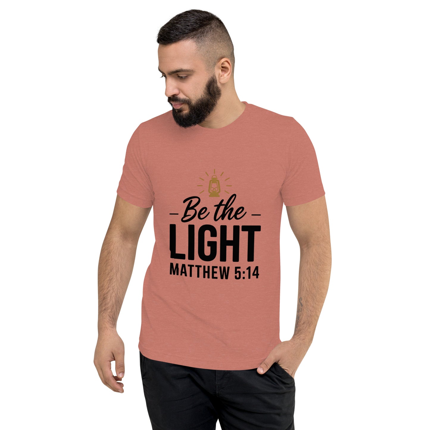 Faith-based men’s fitted t-shirt scripture design